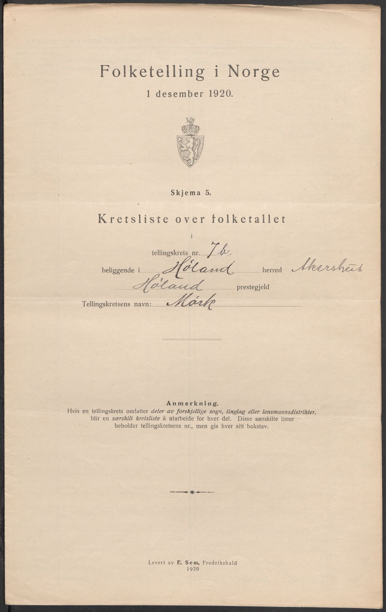 SAO, 1920 census for Høland, 1920, p. 40