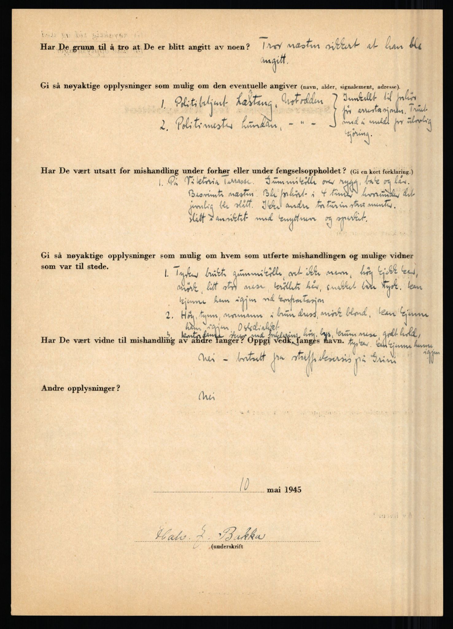 Rikspolitisjefen, AV/RA-S-1560/L/L0001: Abelseth, Rudolf - Berentsen, Odd, 1940-1945, p. 1072