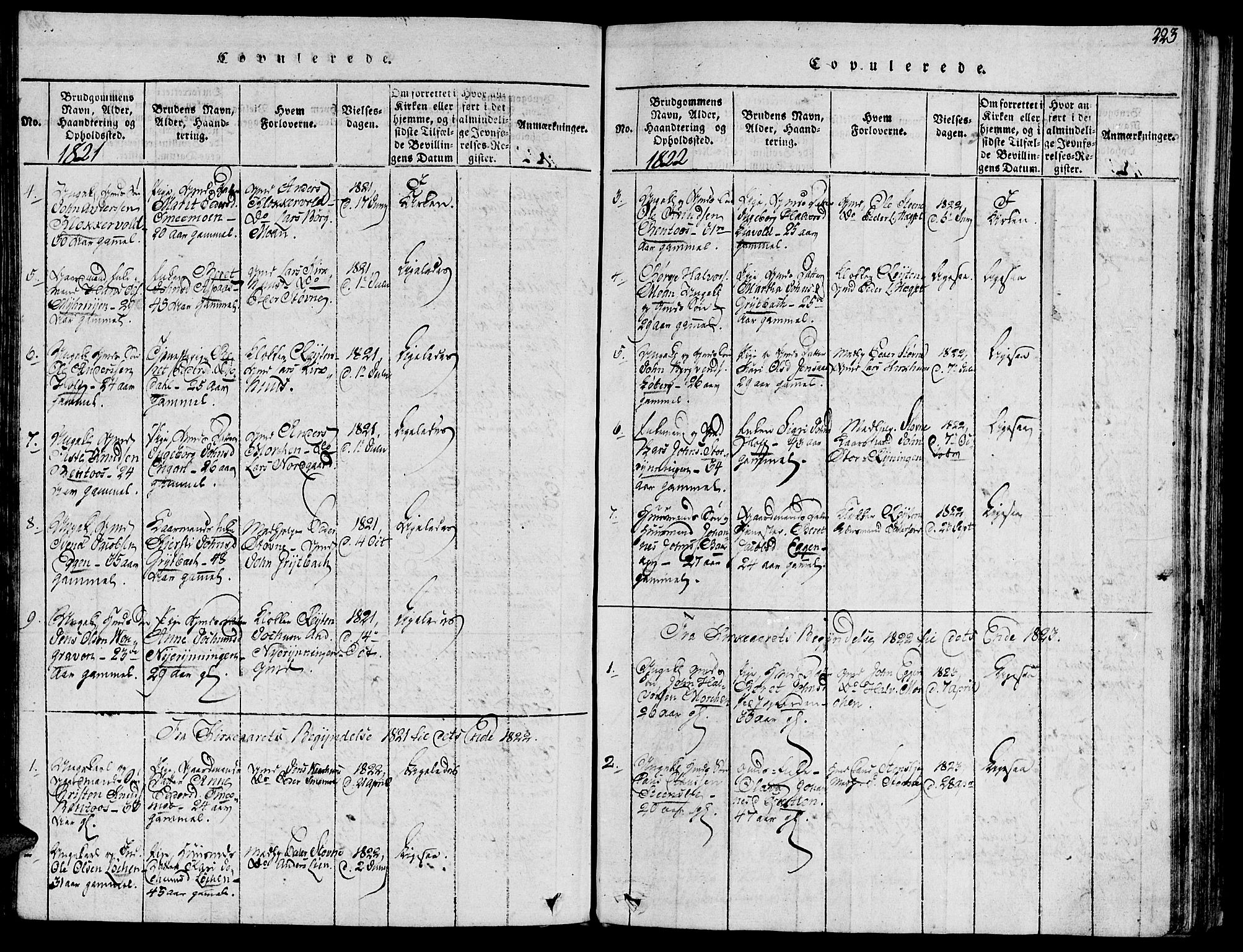 Ministerialprotokoller, klokkerbøker og fødselsregistre - Sør-Trøndelag, AV/SAT-A-1456/685/L0956: Parish register (official) no. 685A03 /3, 1817-1829, p. 223