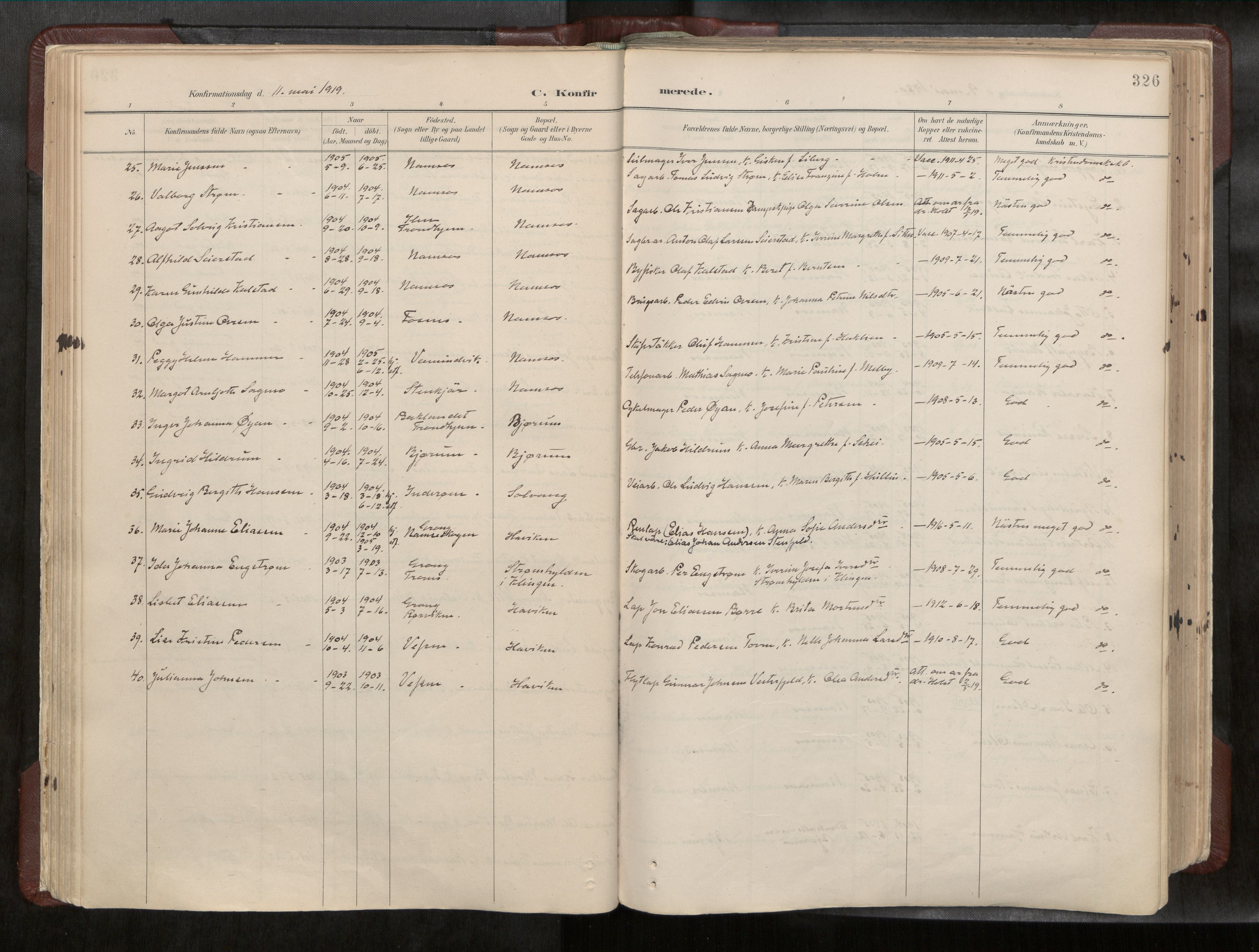 Ministerialprotokoller, klokkerbøker og fødselsregistre - Nord-Trøndelag, AV/SAT-A-1458/768/L0579a: Parish register (official) no. 768A14, 1887-1931, p. 326