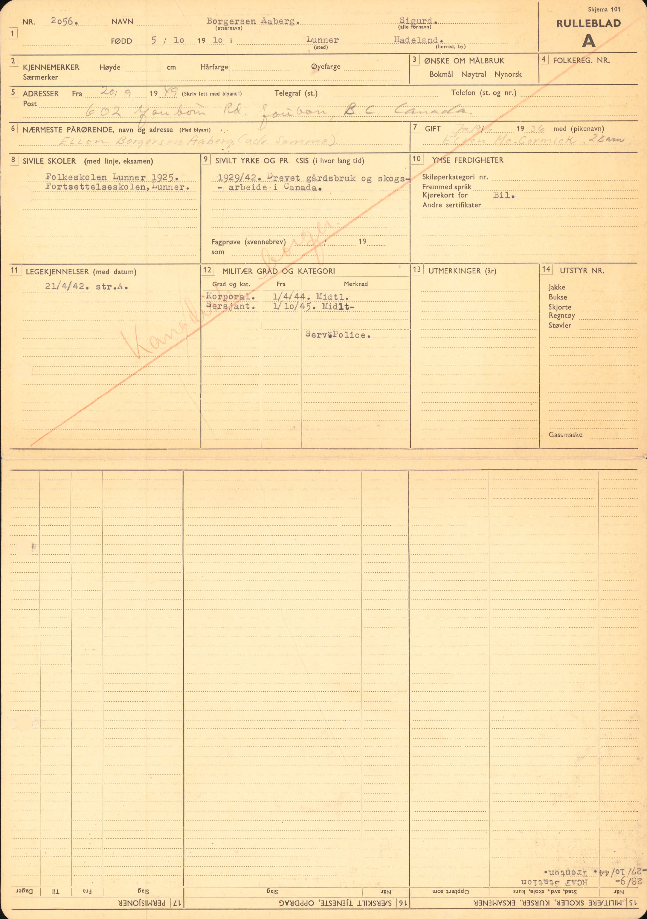 Forsvaret, Forsvarets overkommando/Luftforsvarsstaben, RA/RAFA-4079/P/Pa/L0024: Personellpapirer, 1910, p. 86