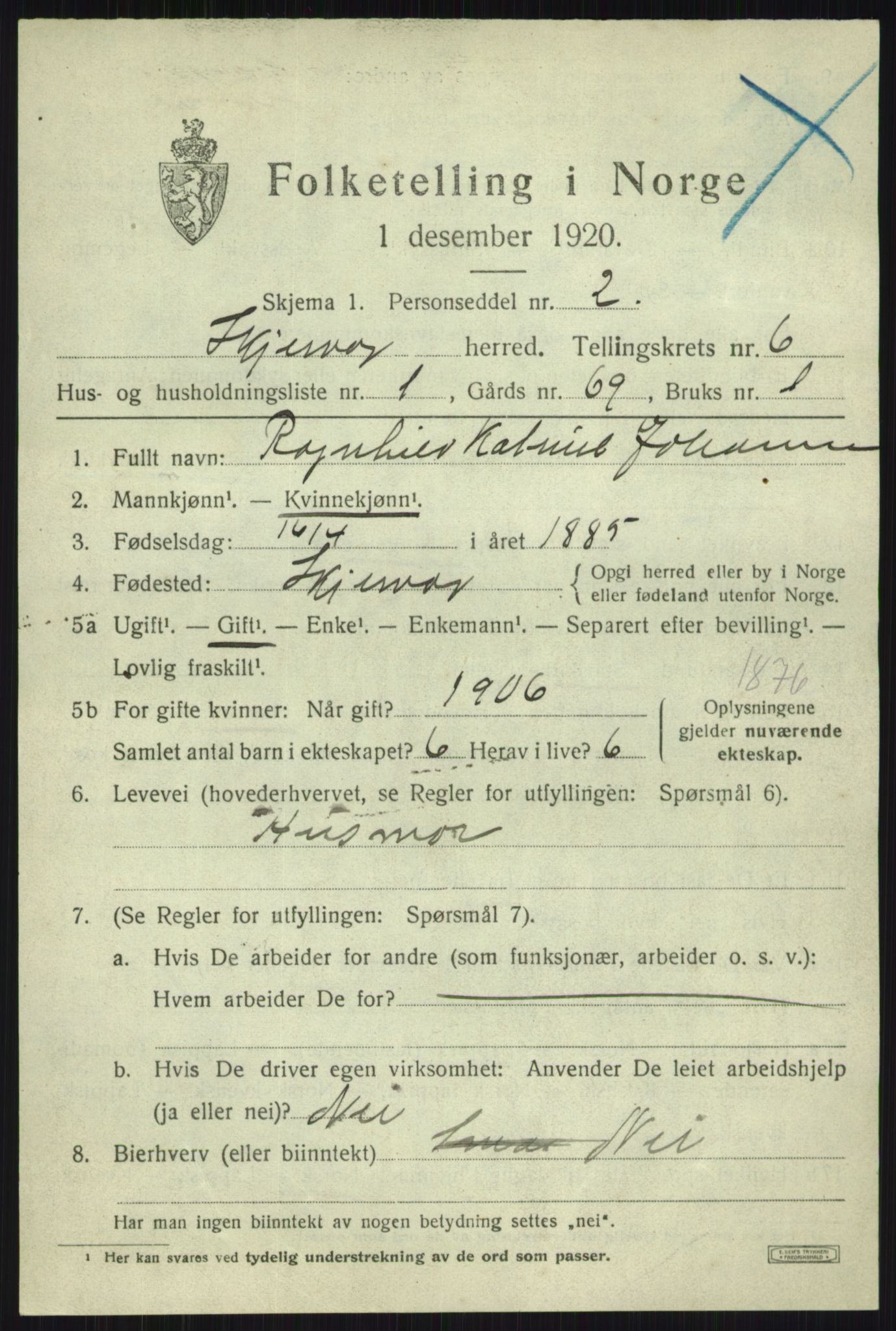 SATØ, 1920 census for Skjervøy, 1920, p. 7565