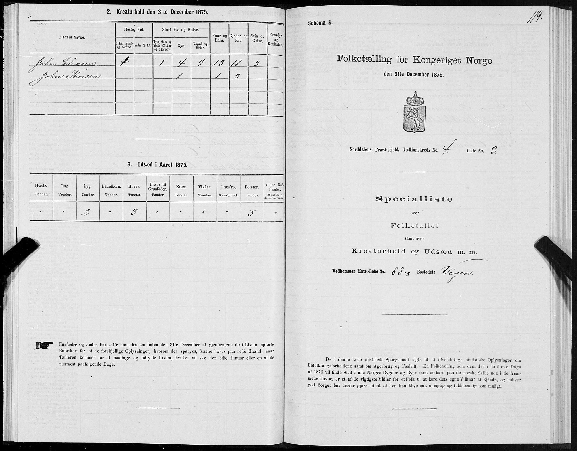 SAT, 1875 census for 1524P Norddal, 1875, p. 2119