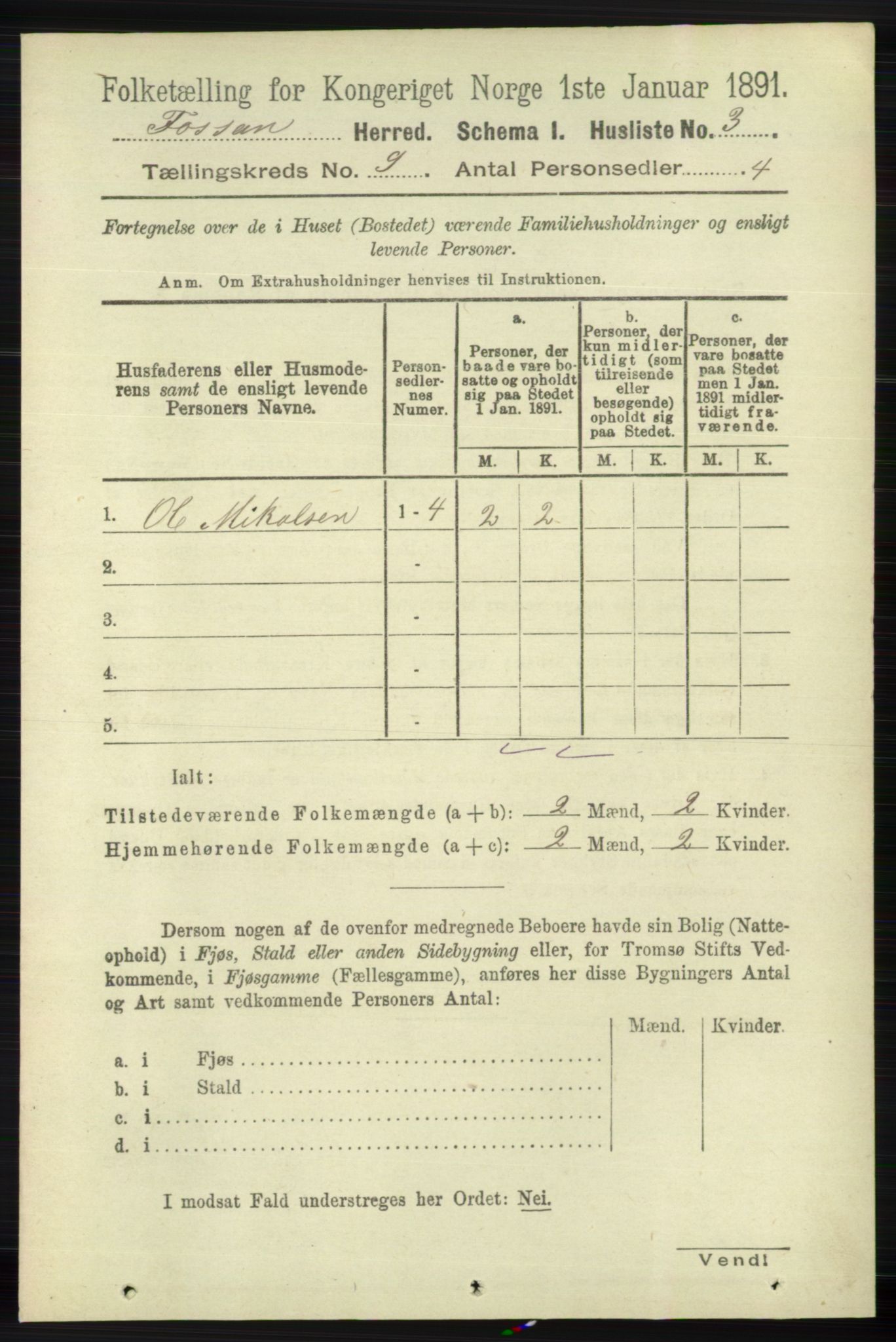 RA, 1891 census for 1129 Forsand, 1891, p. 1444