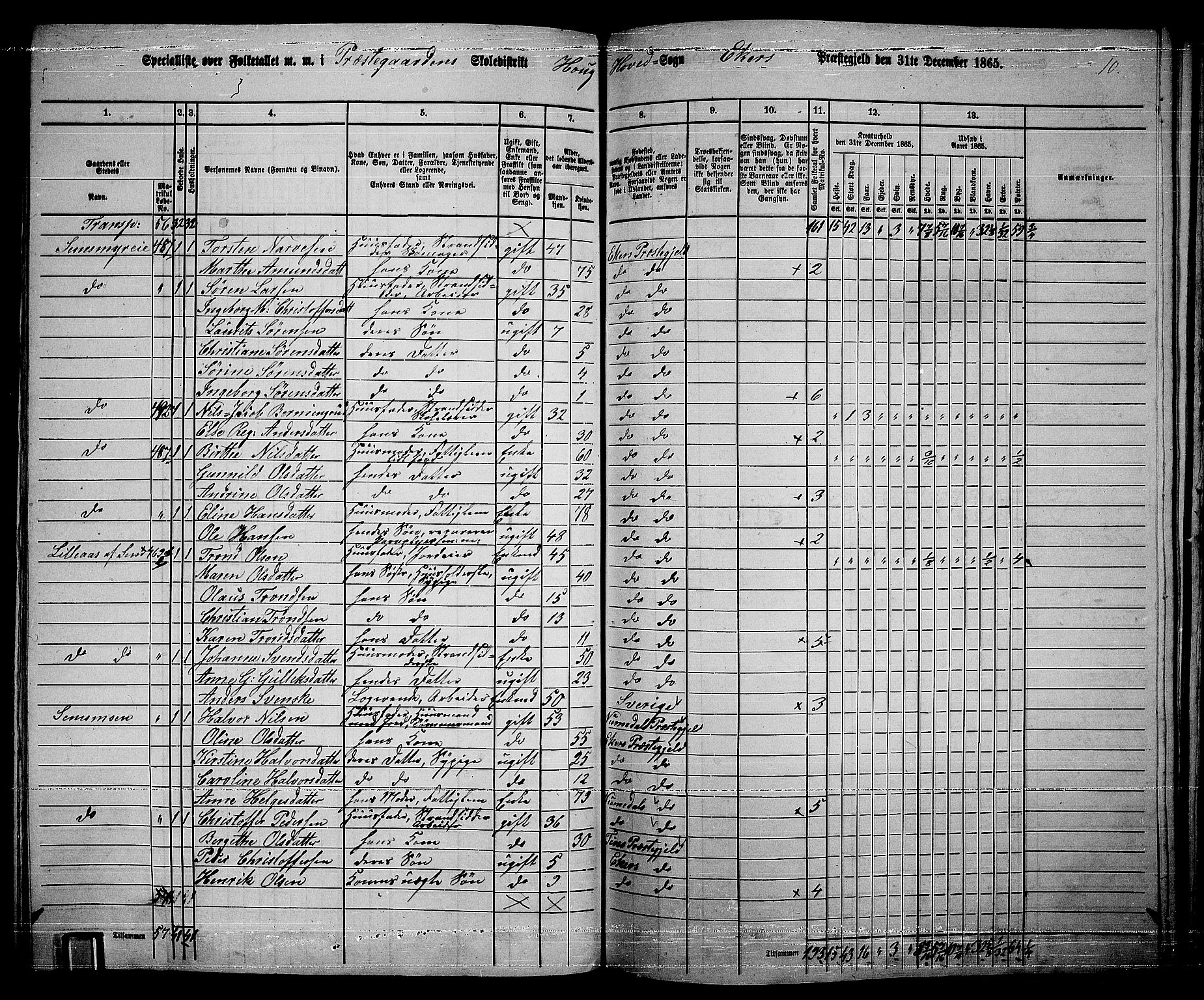 RA, 1865 census for Eiker, 1865, p. 195