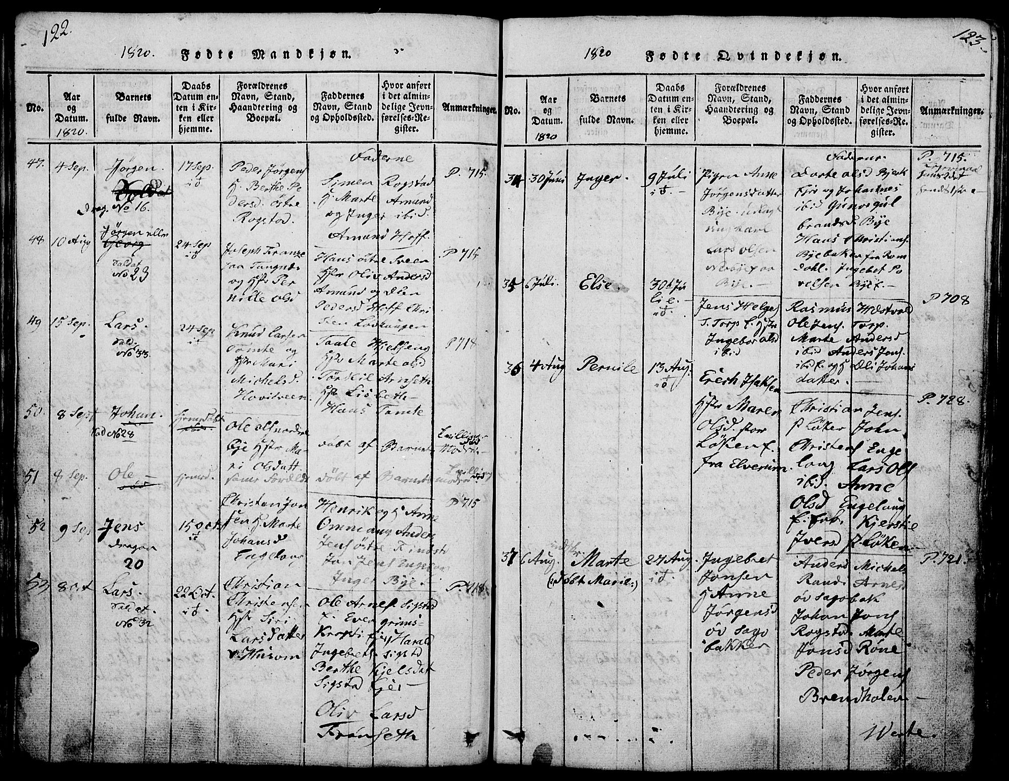 Løten prestekontor, AV/SAH-PREST-022/L/La/L0001: Parish register (copy) no. 1, 1812-1832, p. 122-123