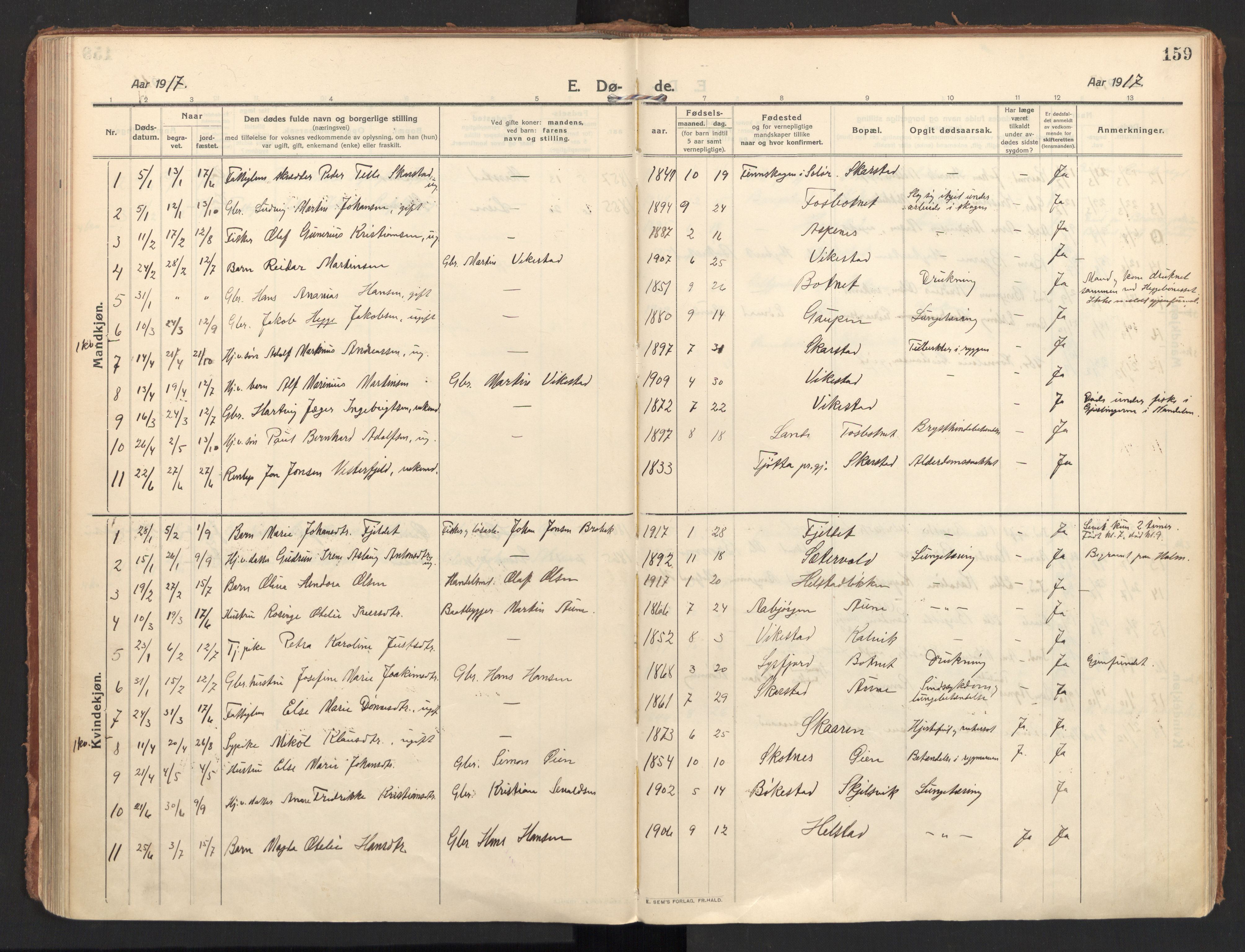 Ministerialprotokoller, klokkerbøker og fødselsregistre - Nordland, SAT/A-1459/810/L0156: Parish register (official) no. 810A15, 1915-1930, p. 159