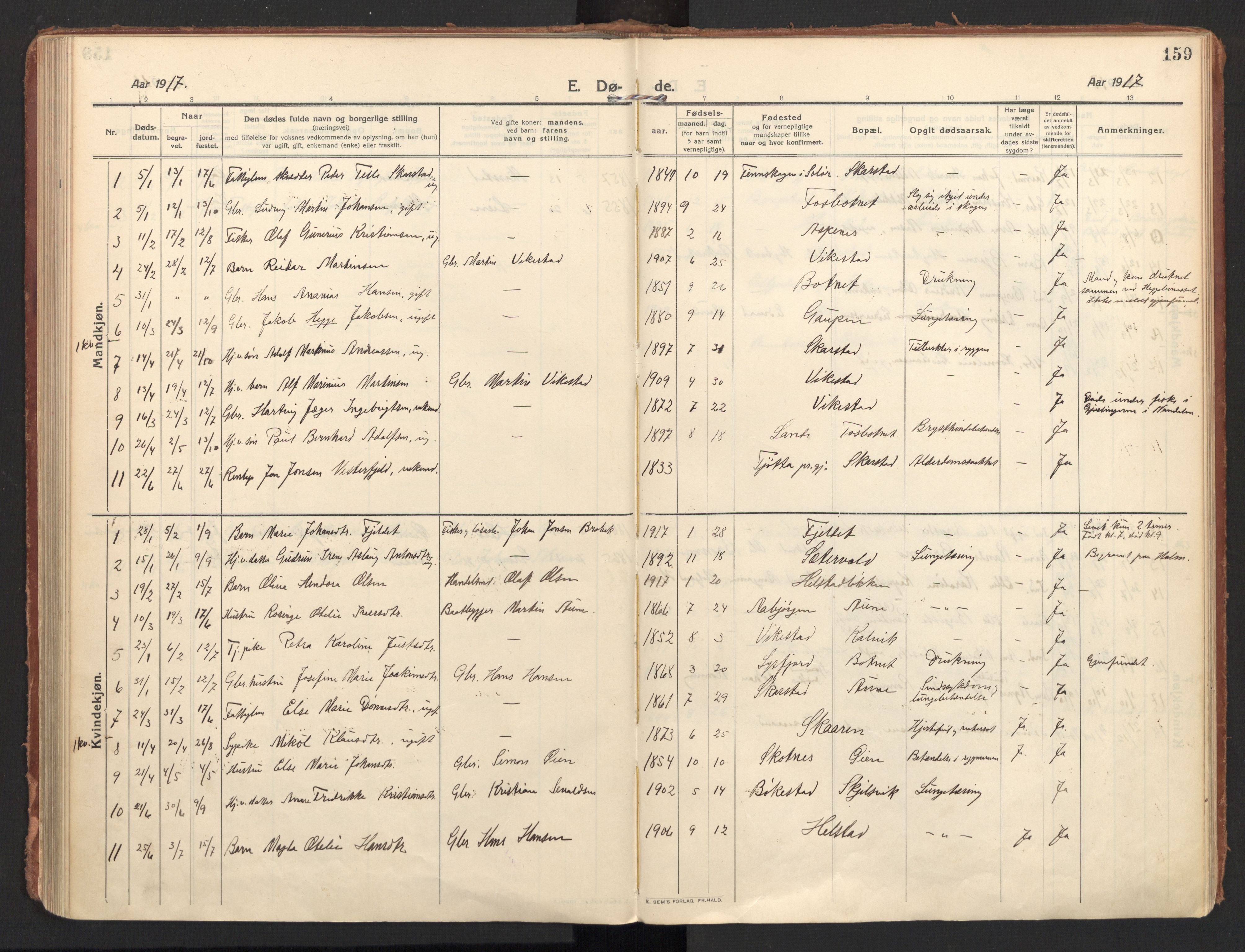 Ministerialprotokoller, klokkerbøker og fødselsregistre - Nordland, AV/SAT-A-1459/810/L0156: Parish register (official) no. 810A15, 1915-1930, p. 159