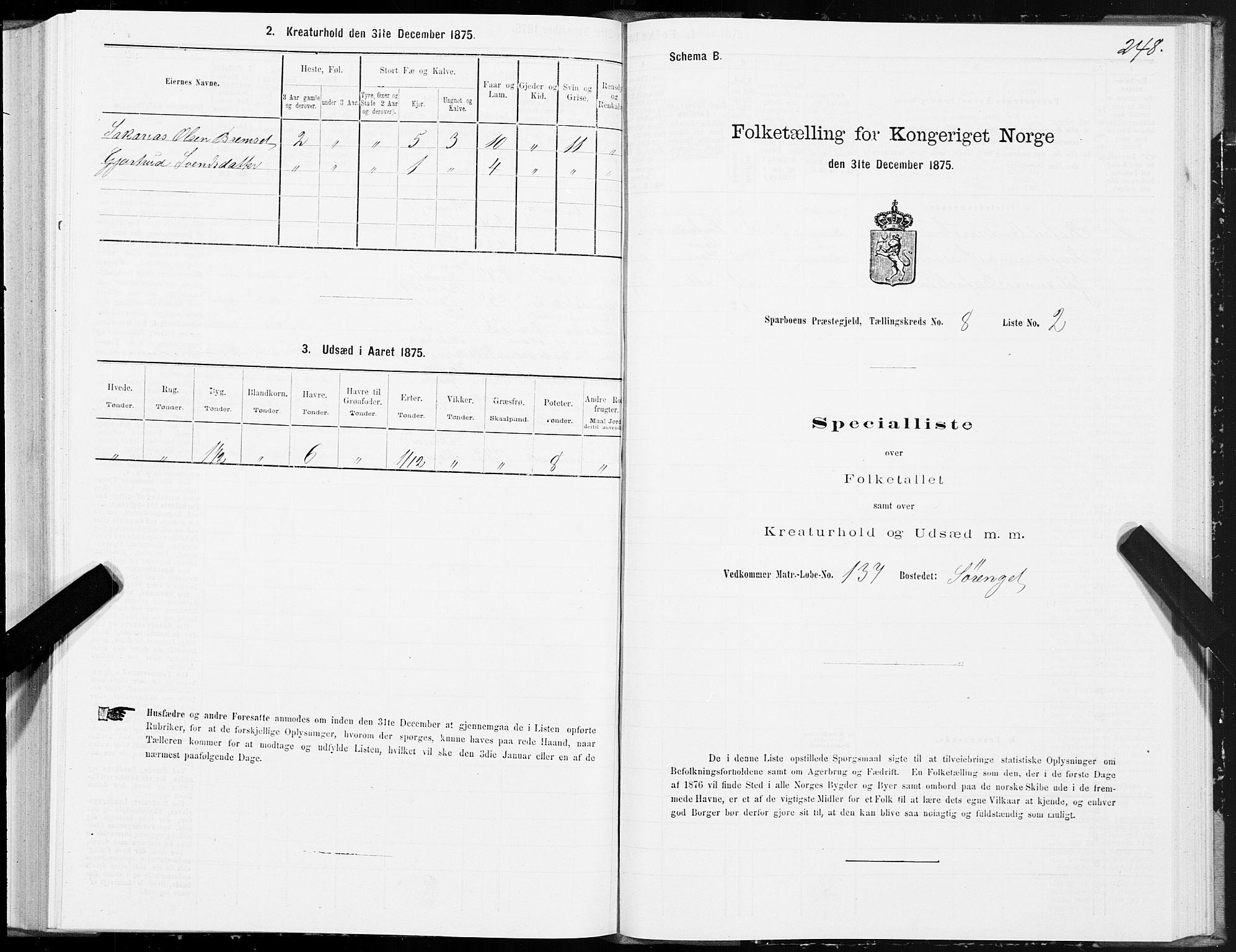 SAT, 1875 census for 1731P Sparbu, 1875, p. 3248