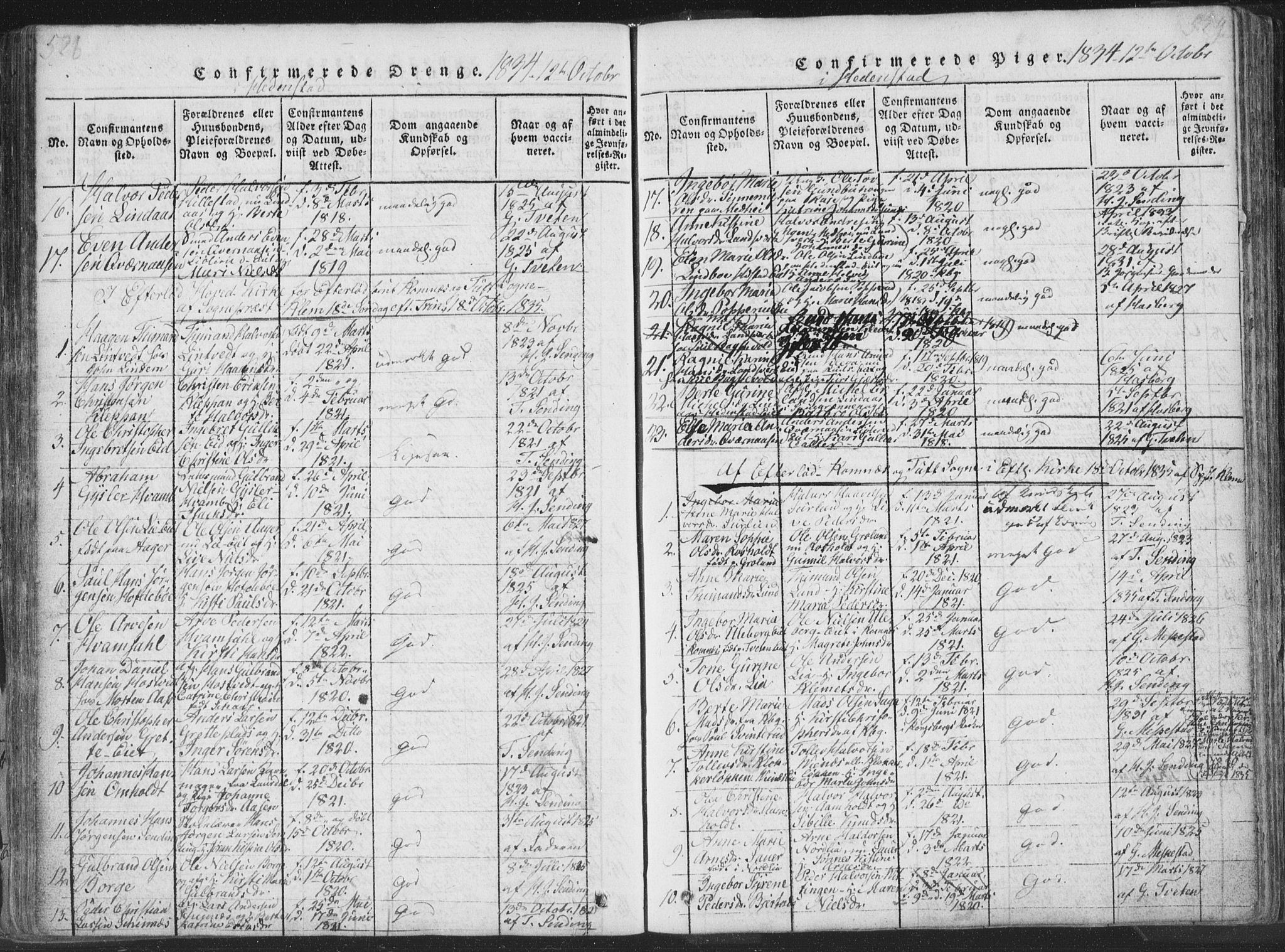 Sandsvær kirkebøker, AV/SAKO-A-244/F/Fa/L0004: Parish register (official) no. I 4, 1817-1839, p. 528-529