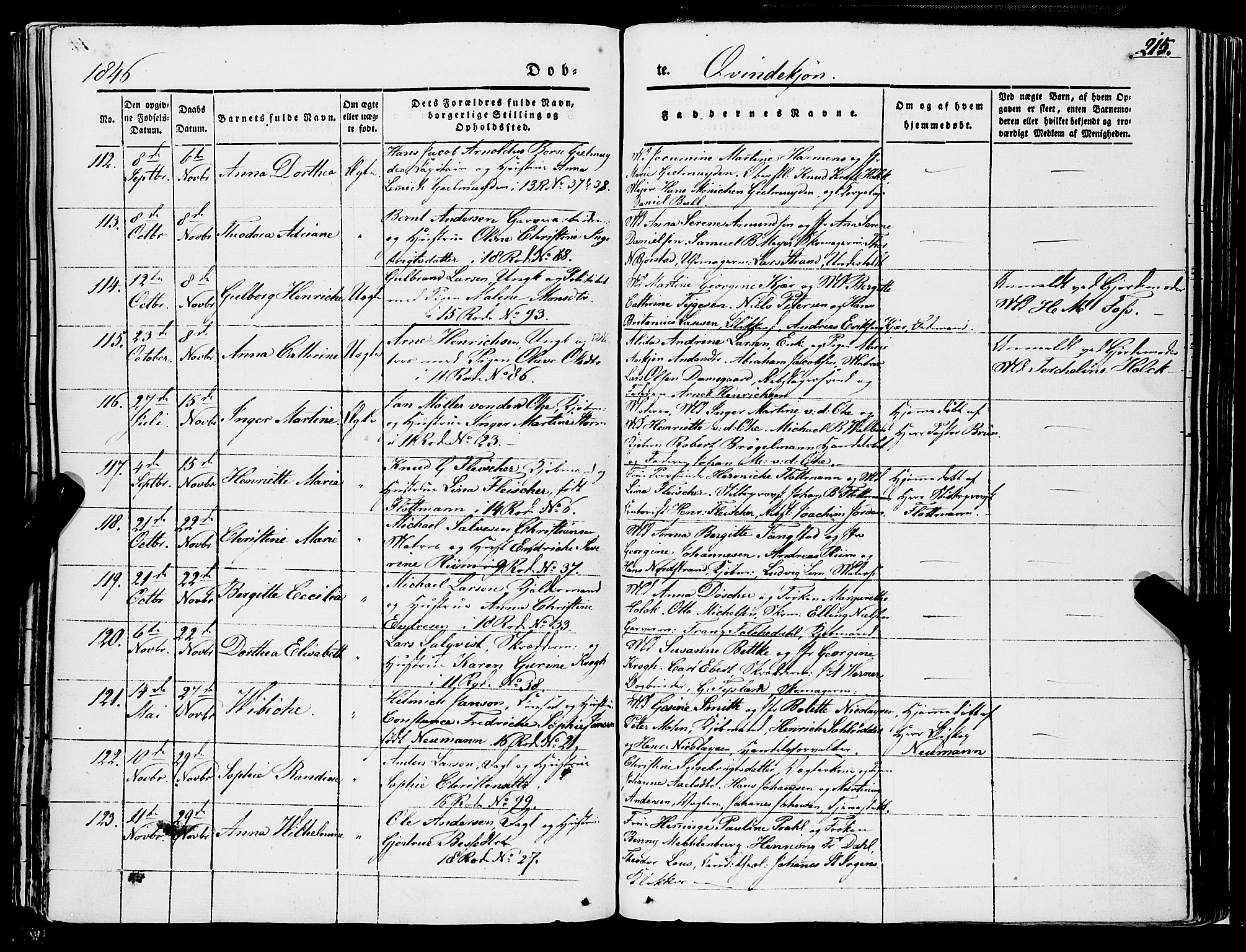 Domkirken sokneprestembete, AV/SAB-A-74801/H/Haa/L0019: Parish register (official) no. B 2, 1841-1851, p. 215