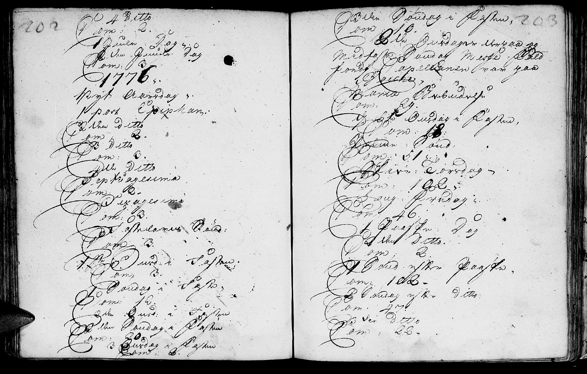 Flekkefjord sokneprestkontor, SAK/1111-0012/F/Fa/Fab/L0001: Parish register (official) no. A 1, 1750-1780, p. 202-203