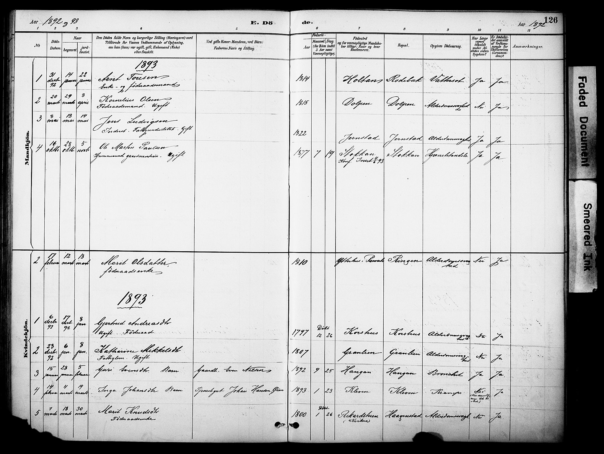 Kvikne prestekontor, SAH/PREST-064/H/Ha/Haa/L0007: Parish register (official) no. 7, 1887-1911, p. 126
