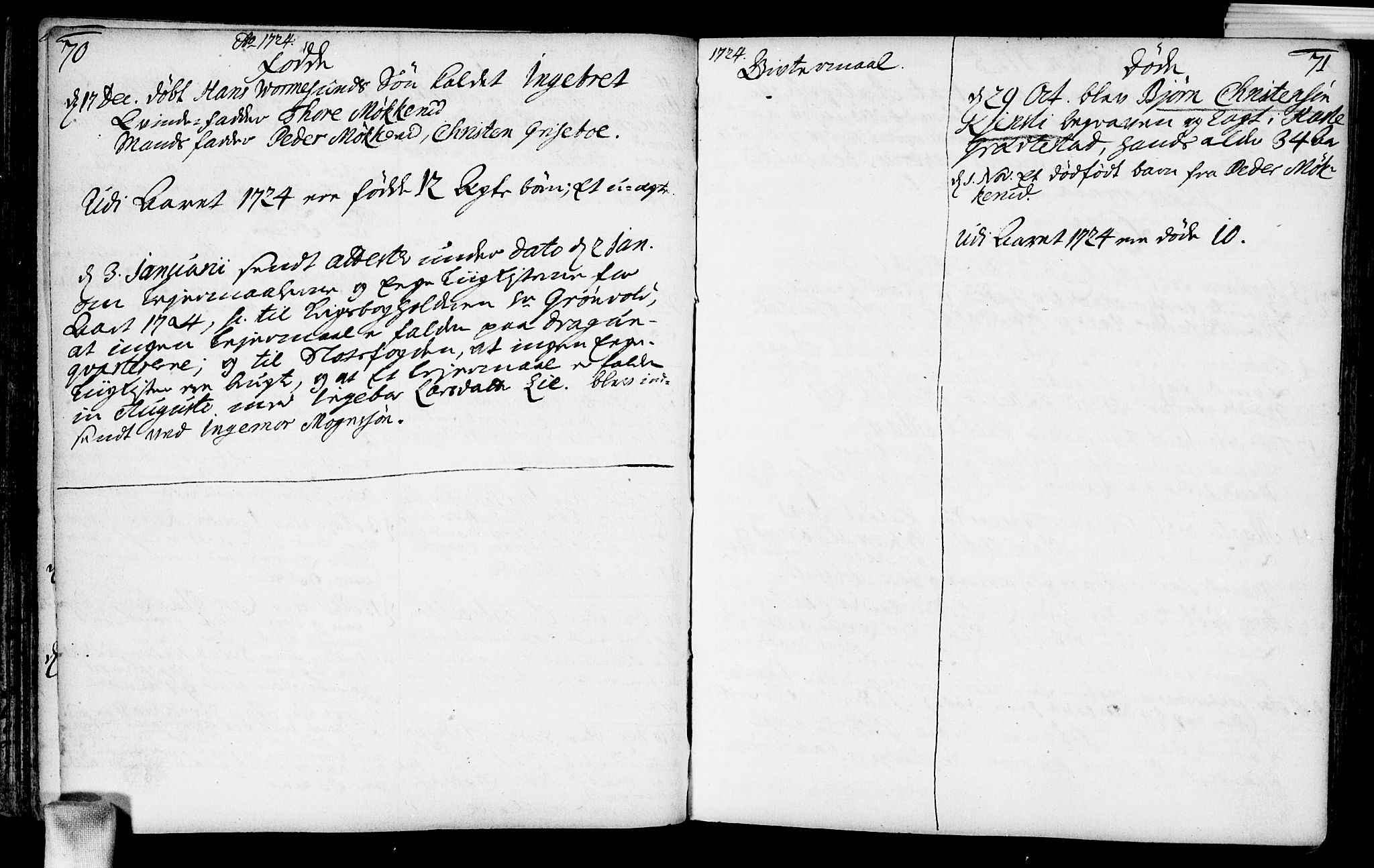 Nesodden prestekontor Kirkebøker, AV/SAO-A-10013/F/Fa/L0001: Parish register (official) no. I 1, 1709-1750, p. 70-71