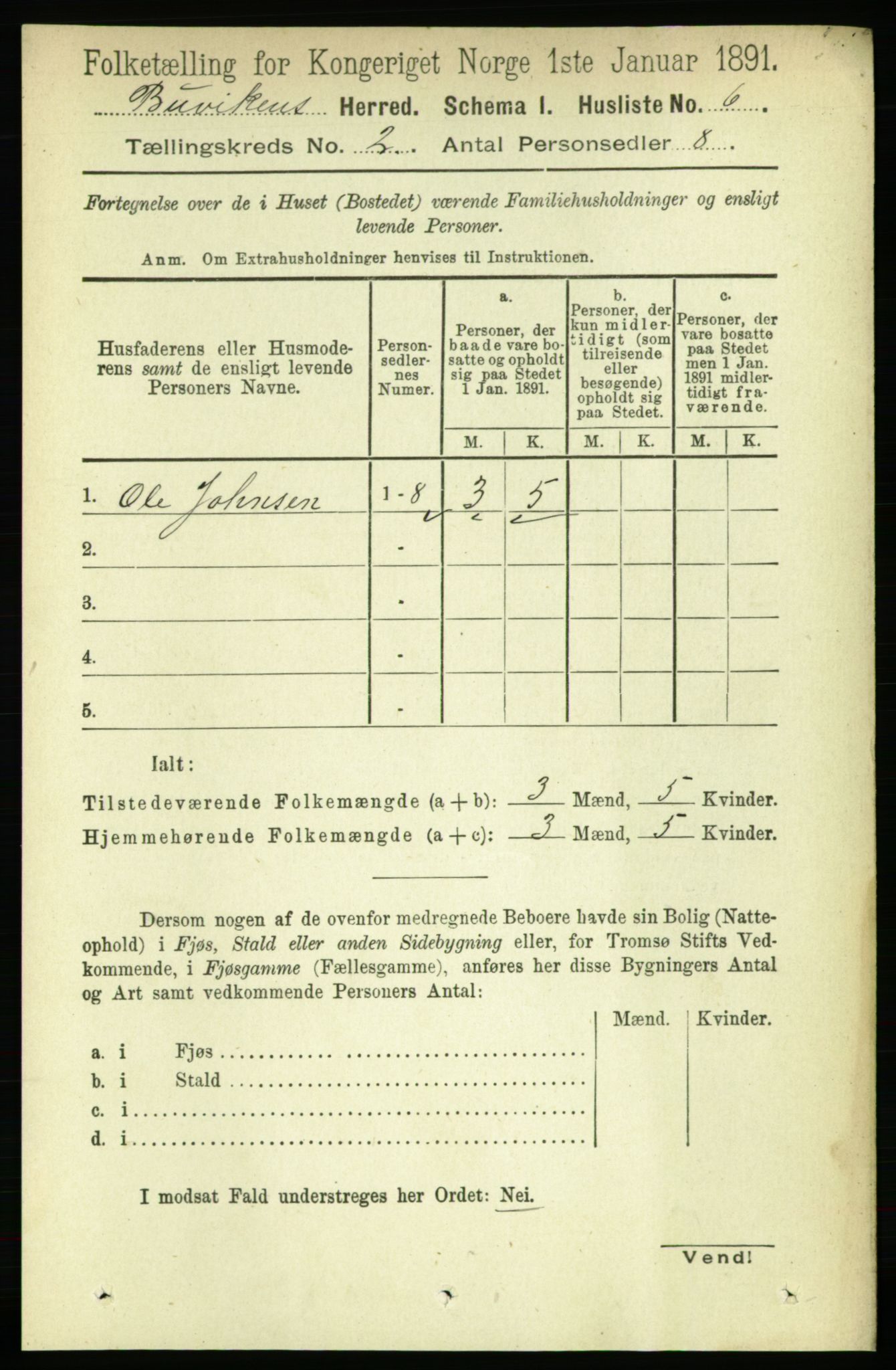 RA, 1891 census for 1656 Buvik, 1891, p. 560