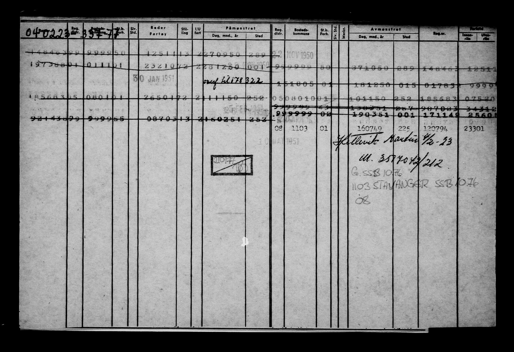 Direktoratet for sjømenn, AV/RA-S-3545/G/Gb/L0215: Hovedkort, 1923, p. 81