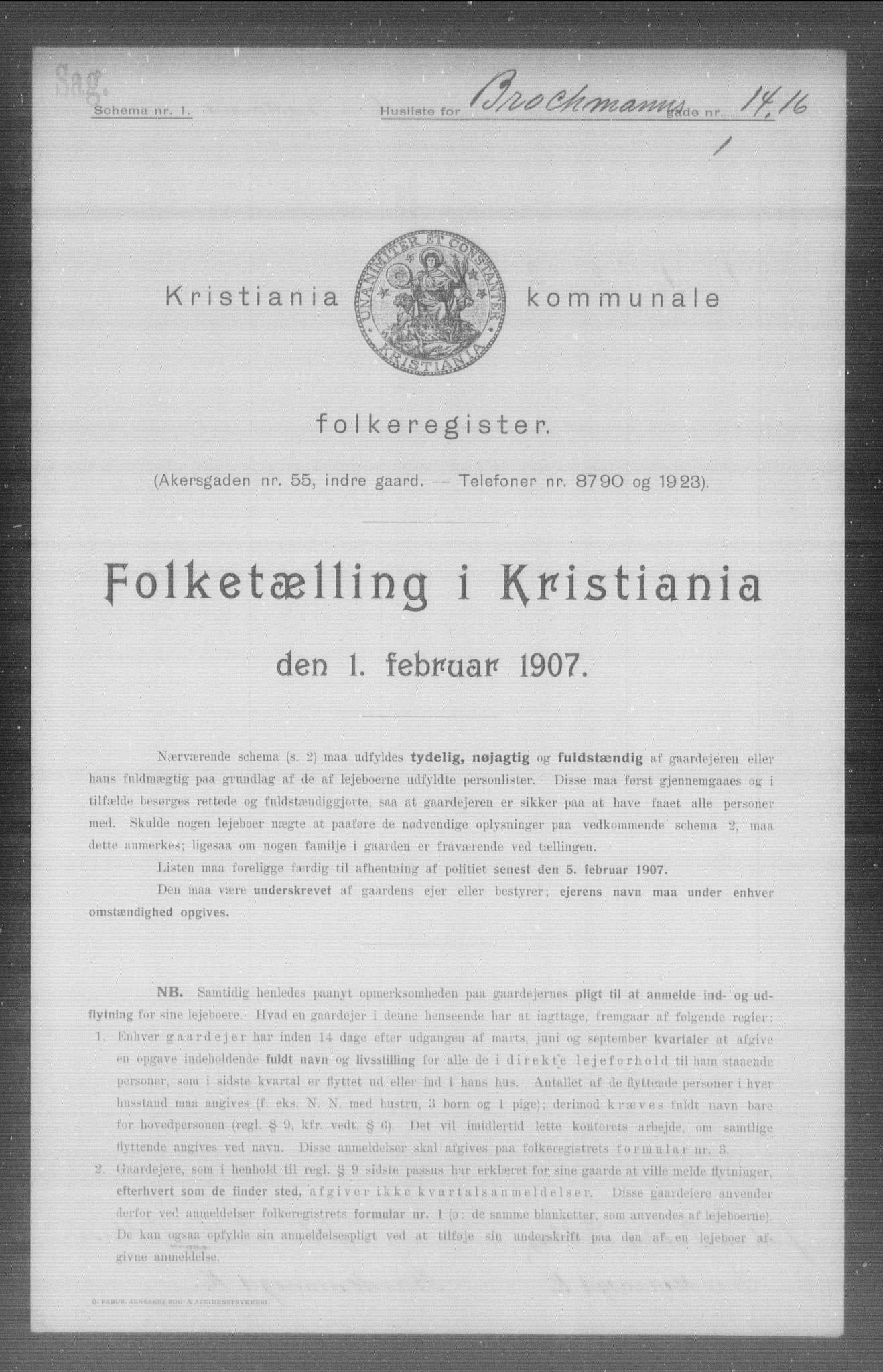 OBA, Municipal Census 1907 for Kristiania, 1907, p. 4992