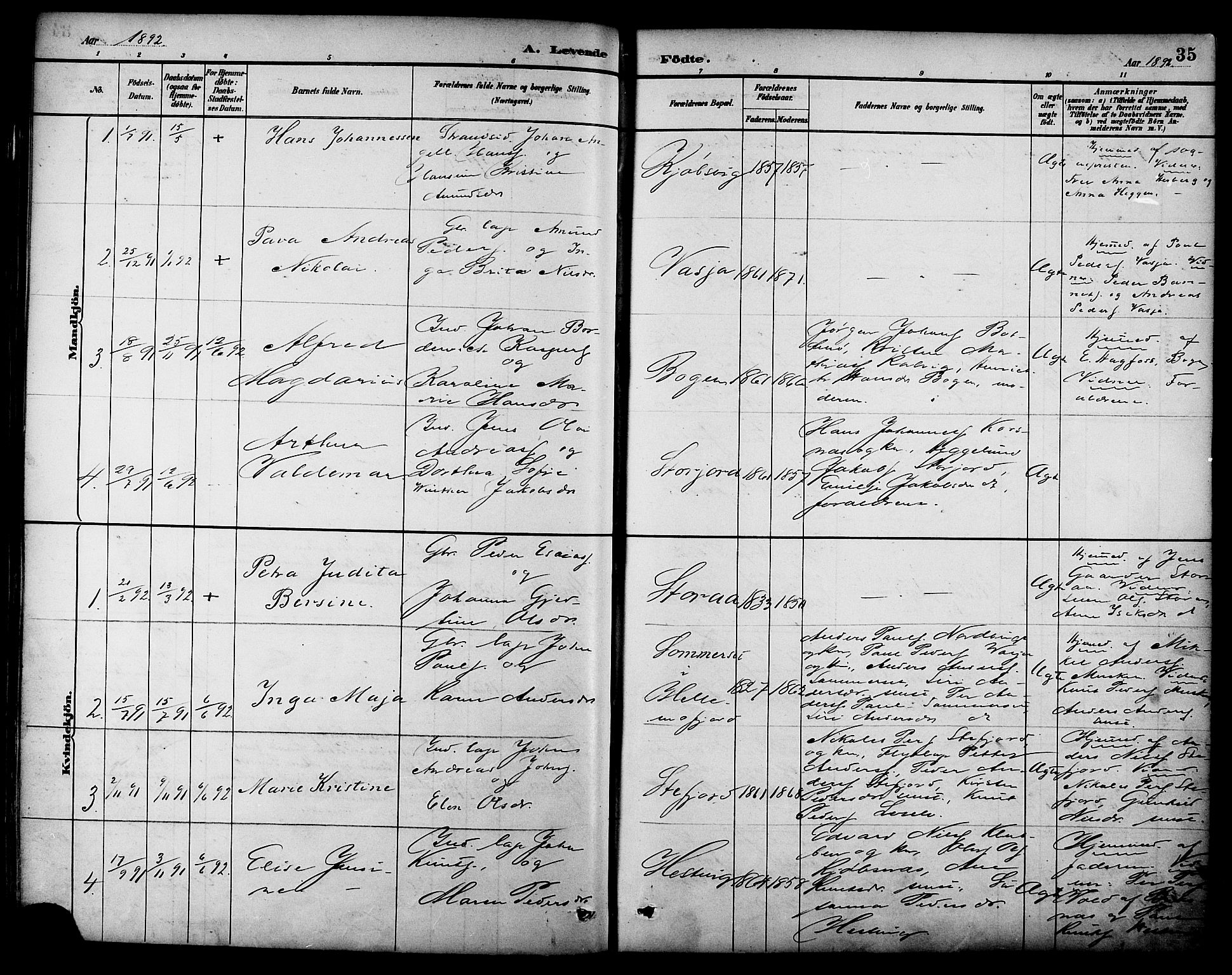 Ministerialprotokoller, klokkerbøker og fødselsregistre - Nordland, AV/SAT-A-1459/861/L0869: Parish register (official) no. 861A04, 1889-1903, p. 35