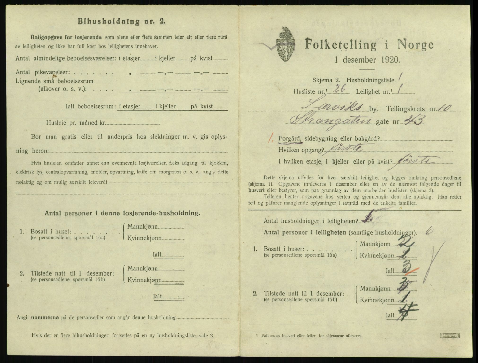 SAKO, 1920 census for Larvik, 1920, p. 7562