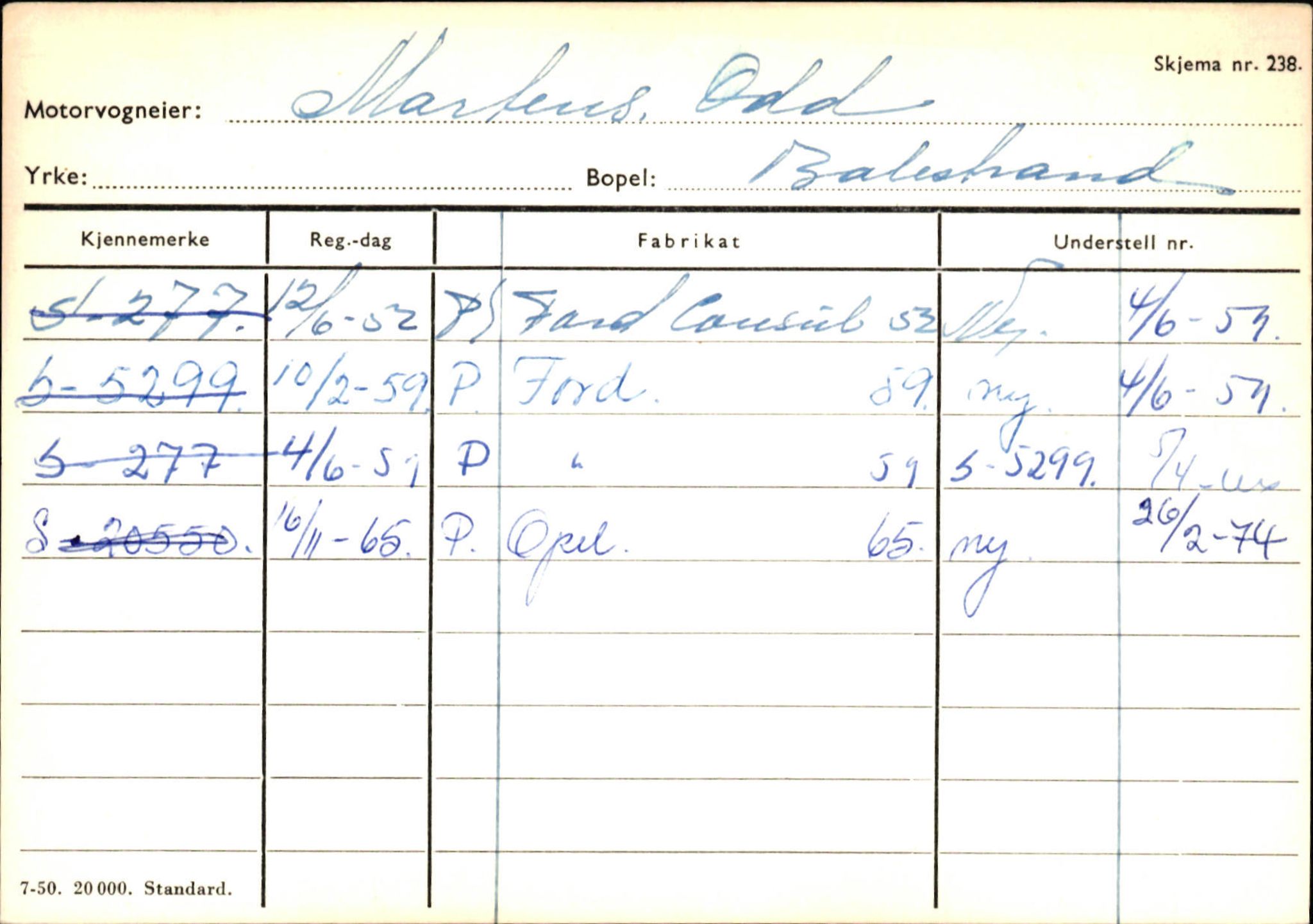 Statens vegvesen, Sogn og Fjordane vegkontor, SAB/A-5301/4/F/L0132: Eigarregister Askvoll A-Å. Balestrand A-Å, 1945-1975, p. 2019