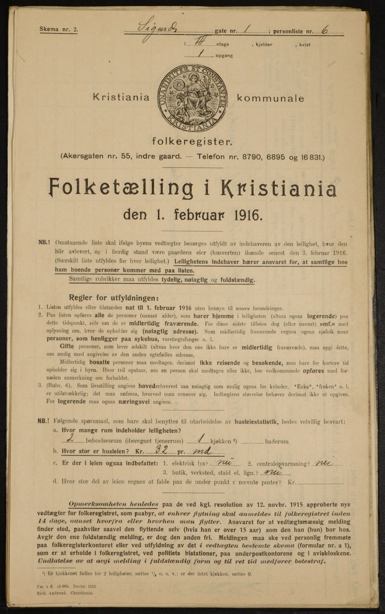 OBA, Municipal Census 1916 for Kristiania, 1916, p. 97201