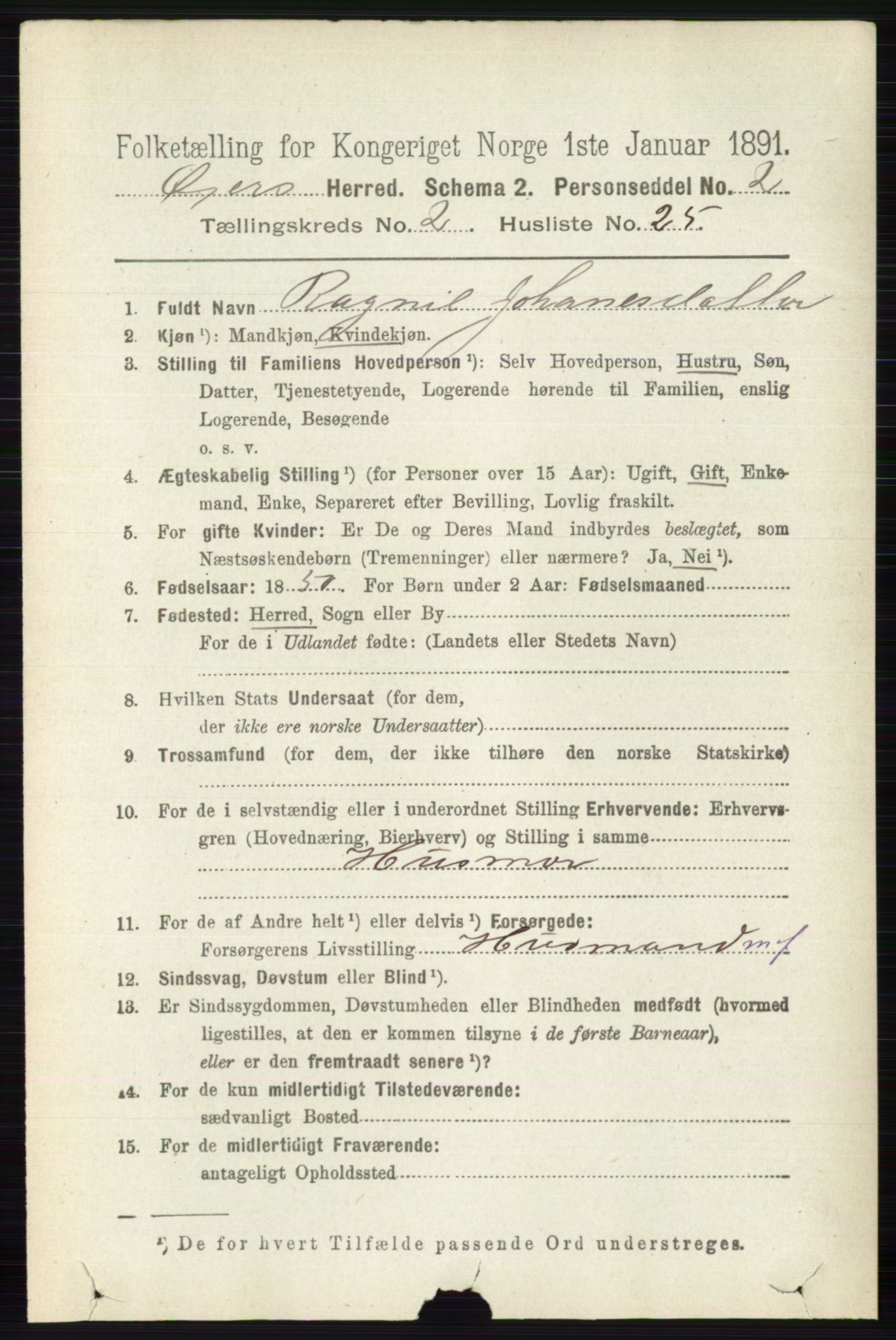 RA, 1891 census for 0521 Øyer, 1891, p. 609