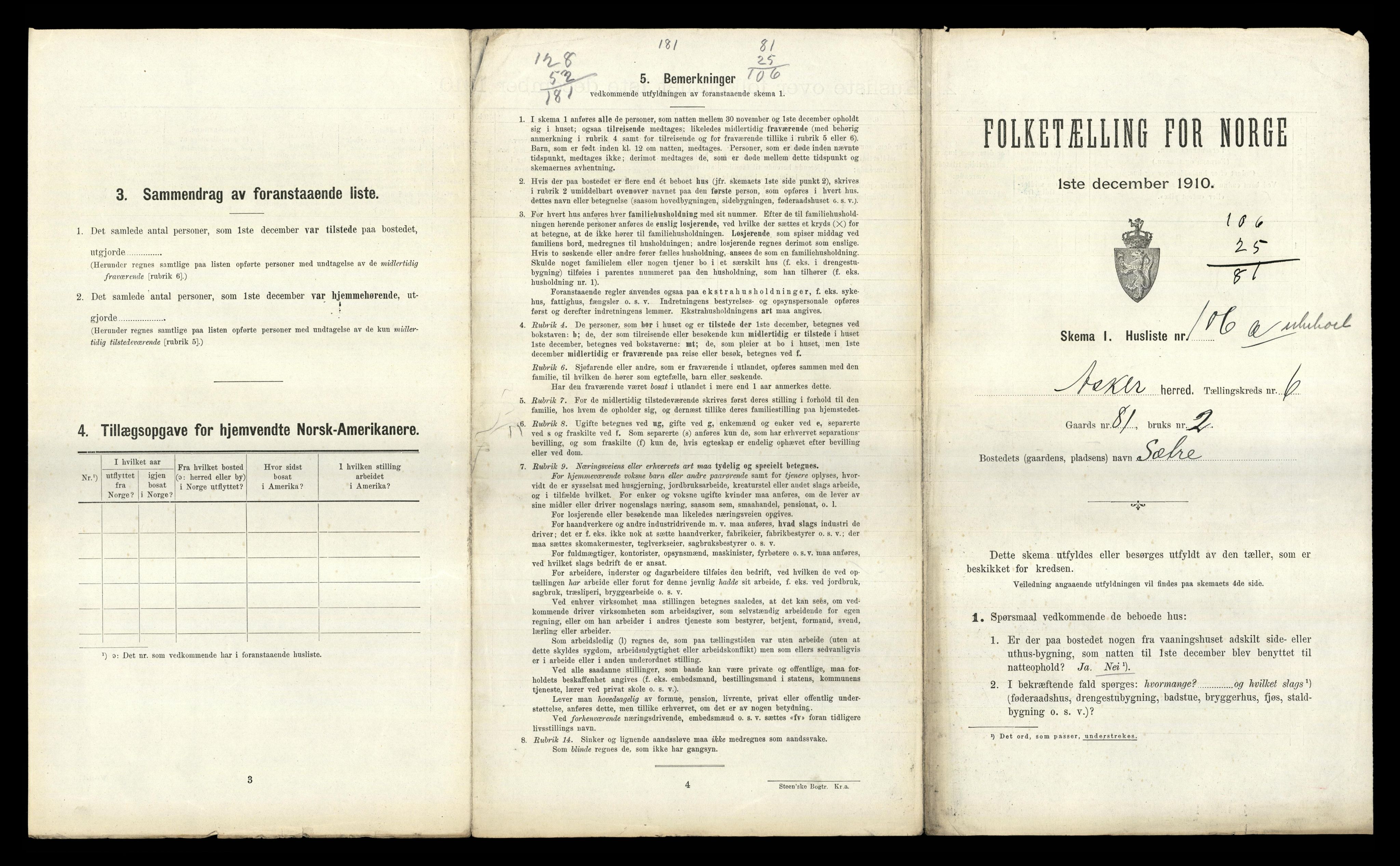 RA, 1910 census for Asker, 1910, p. 1672