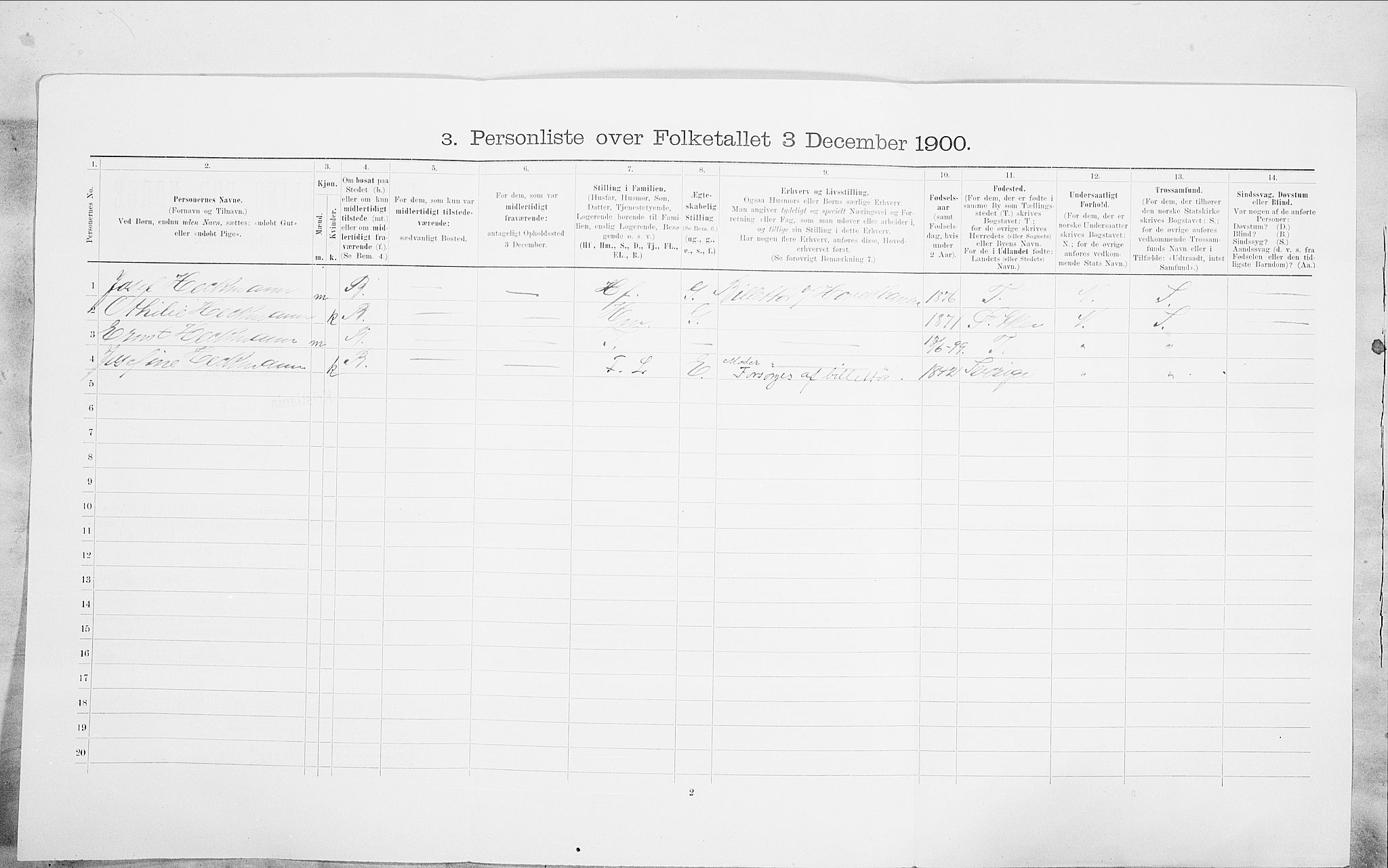 SAO, 1900 census for Kristiania, 1900, p. 87564