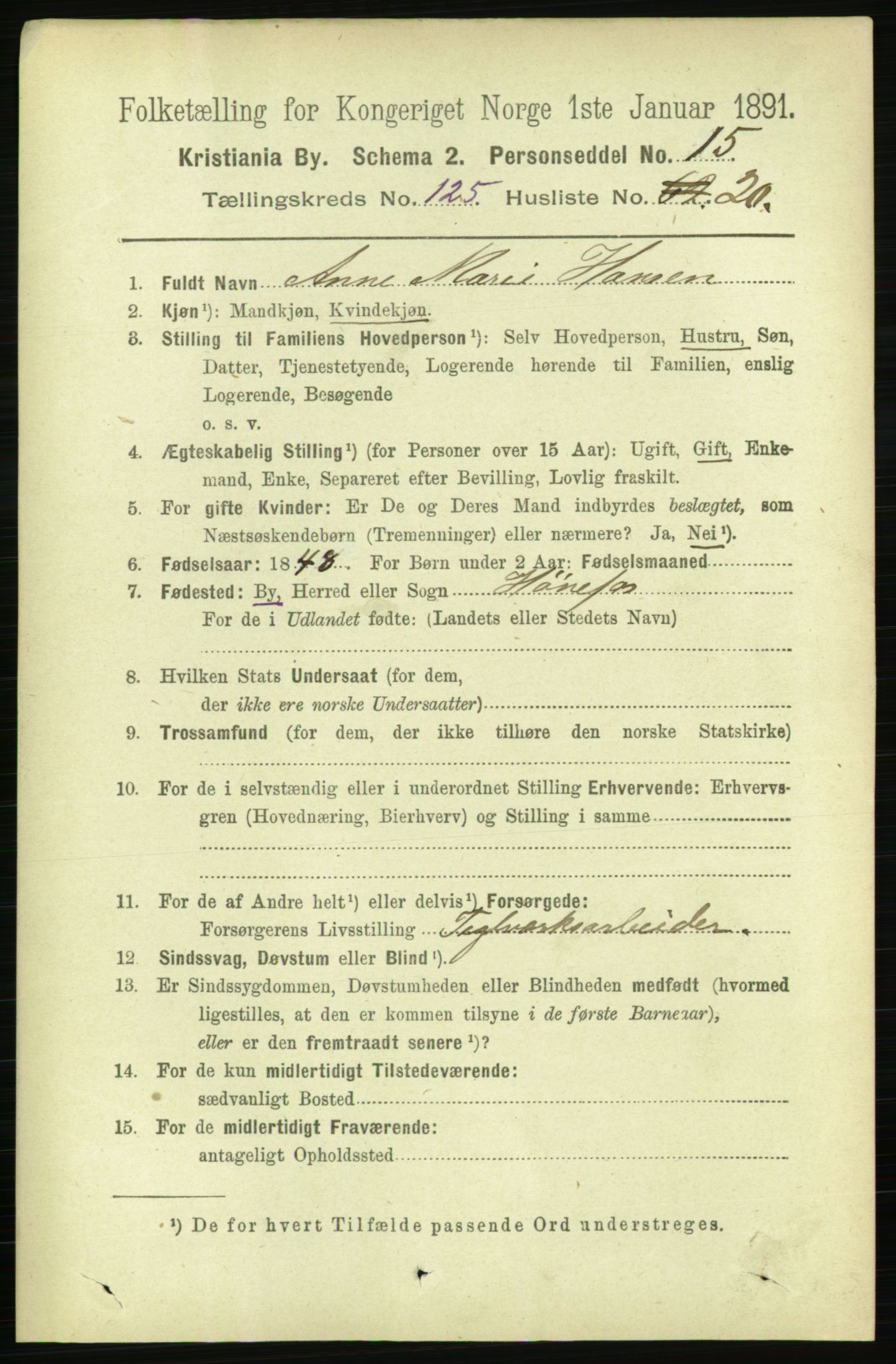 RA, 1891 census for 0301 Kristiania, 1891, p. 67136