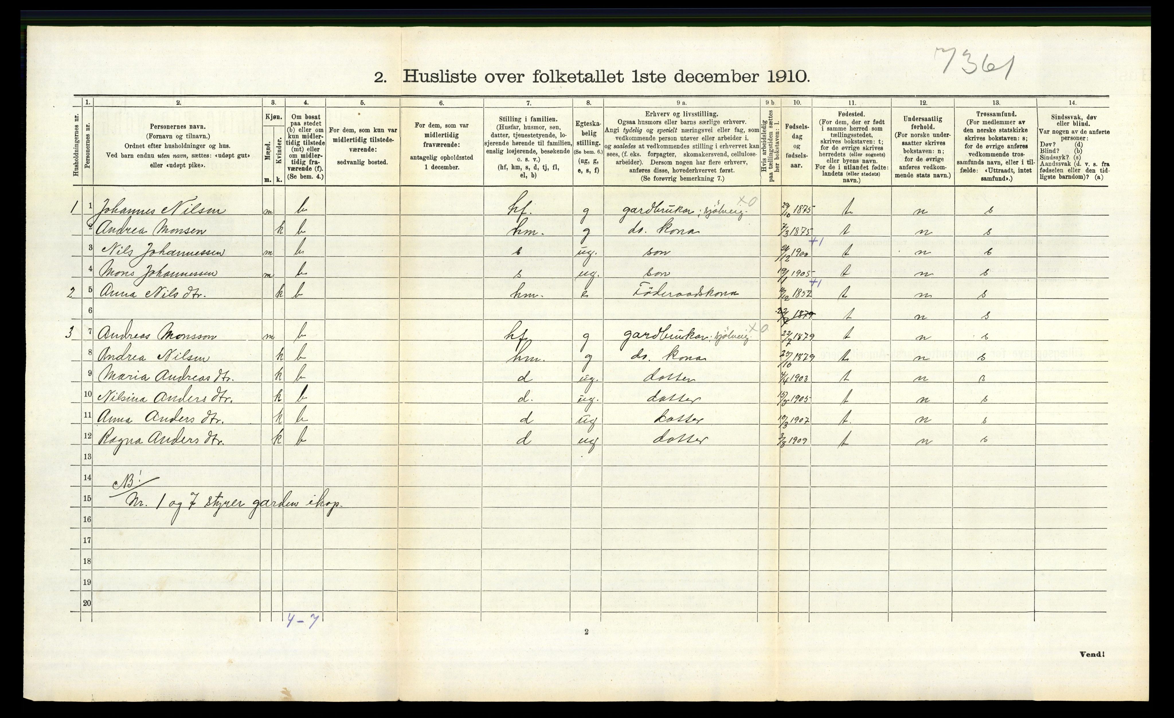 RA, 1910 census for Lindås, 1910, p. 1337