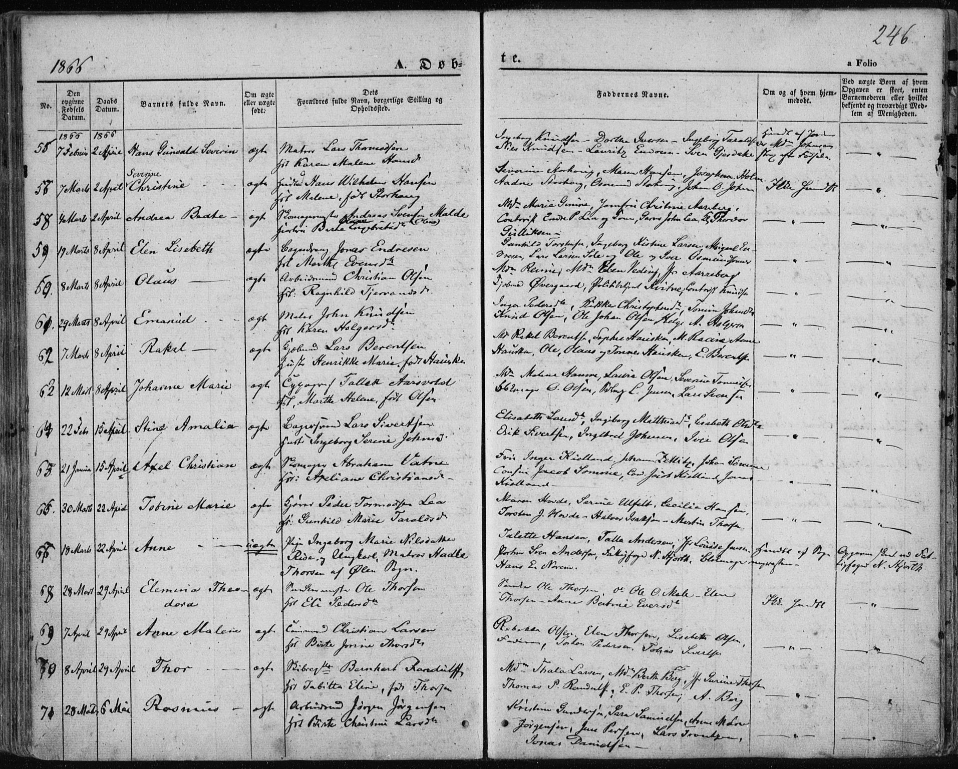 Domkirken sokneprestkontor, SAST/A-101812/001/30/30BA/L0017: Parish register (official) no. A 16, 1855-1867, p. 246