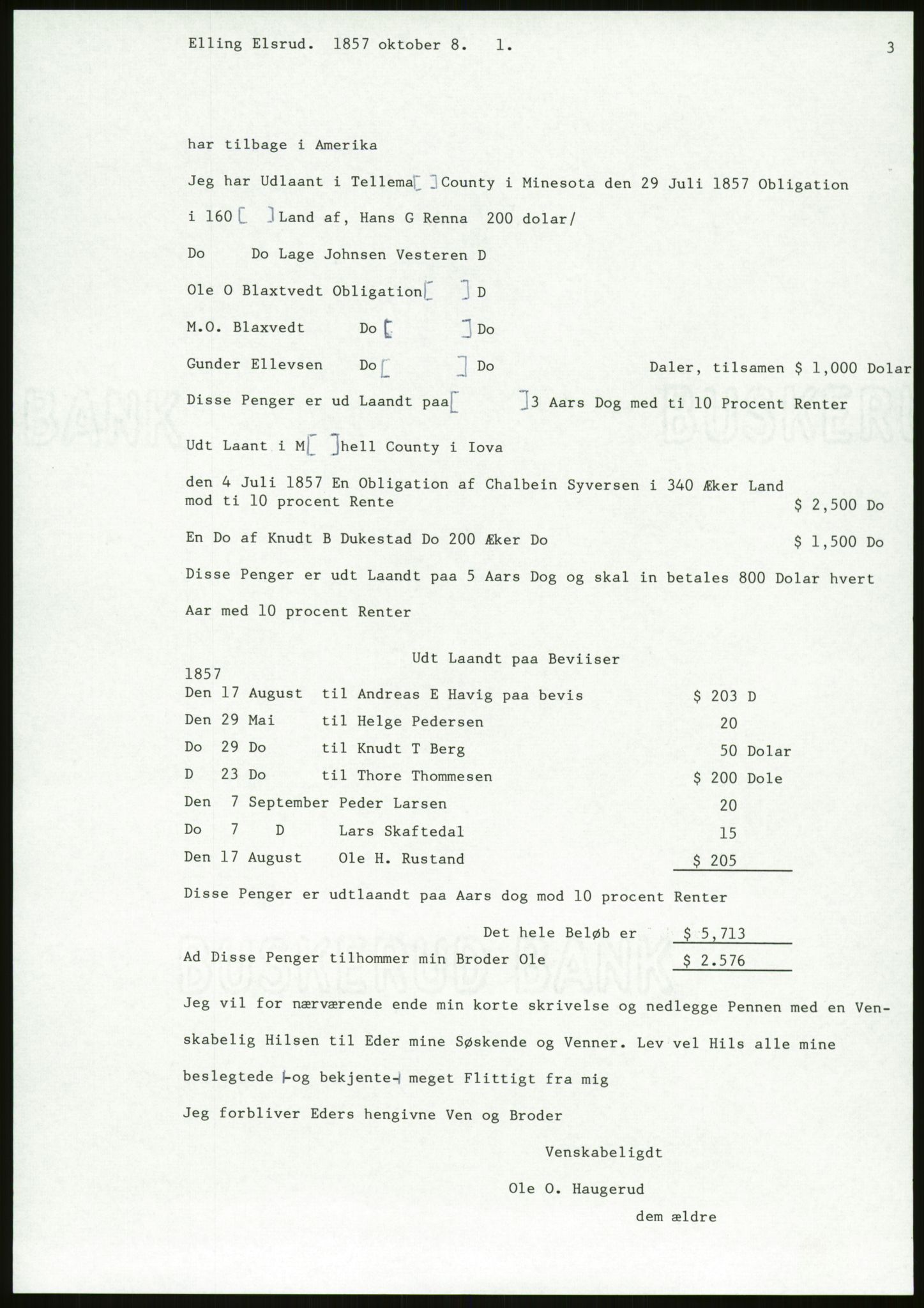 Samlinger til kildeutgivelse, Amerikabrevene, AV/RA-EA-4057/F/L0018: Innlån fra Buskerud: Elsrud, 1838-1914, p. 297