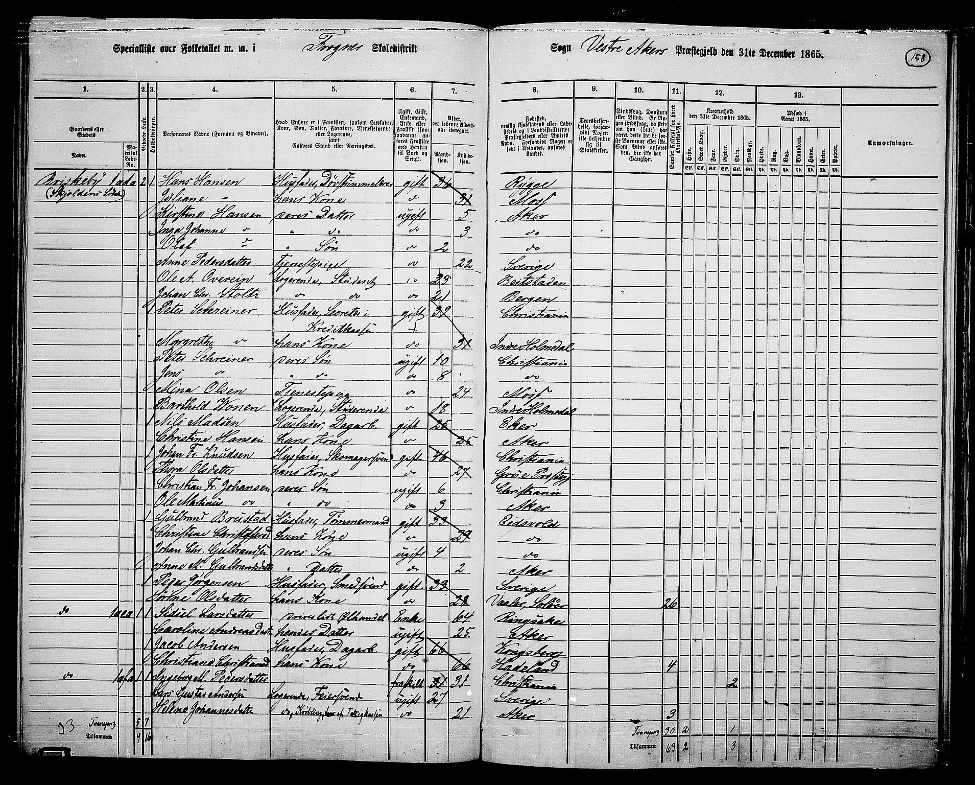 RA, 1865 census for Vestre Aker, 1865, p. 323