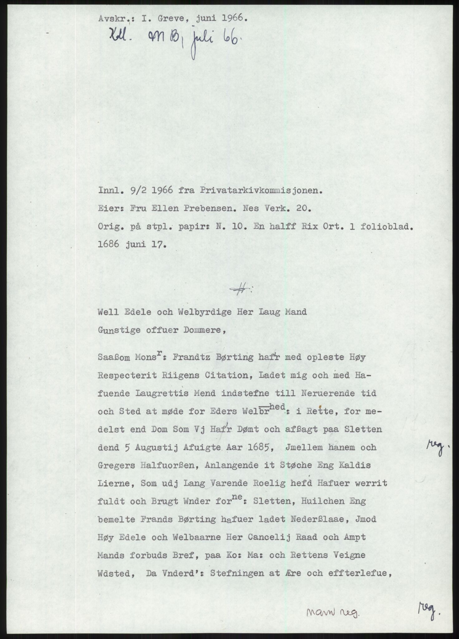 Samlinger til kildeutgivelse, Diplomavskriftsamlingen, AV/RA-EA-4053/H/Ha, p. 146