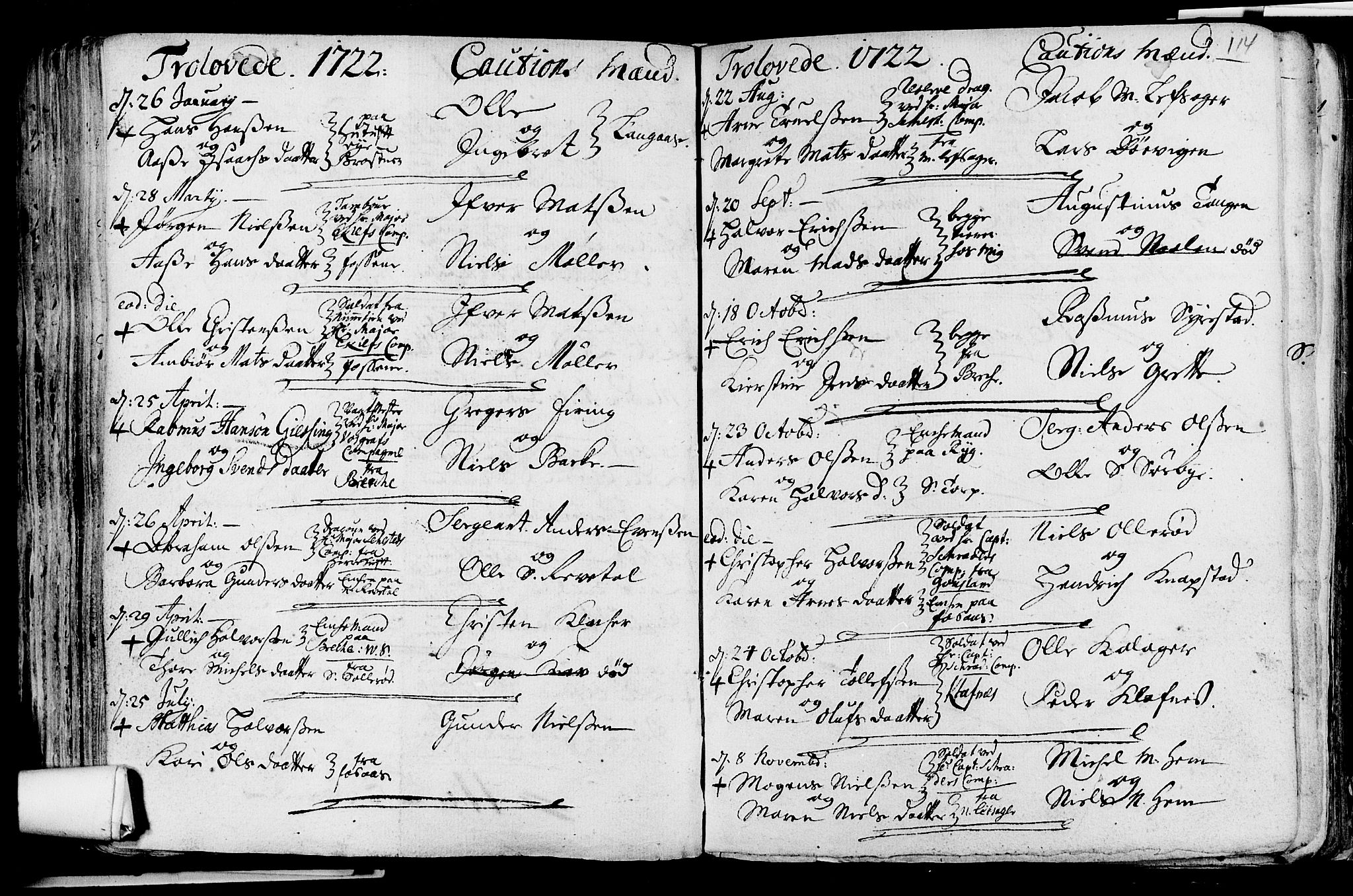 Våle kirkebøker, SAKO/A-334/F/Fa/L0002: Parish register (official) no. I 2, 1705-1732, p. 114