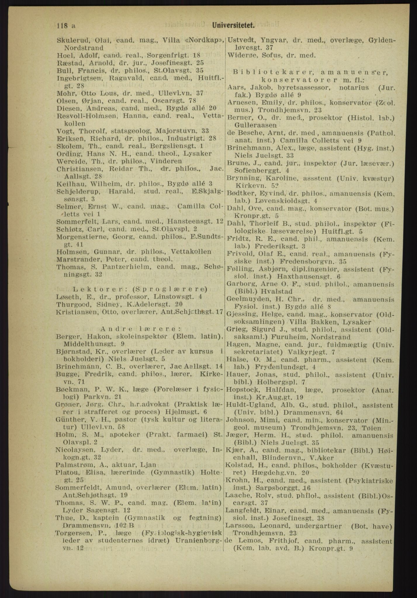 Kristiania/Oslo adressebok, PUBL/-, 1918, p. 125