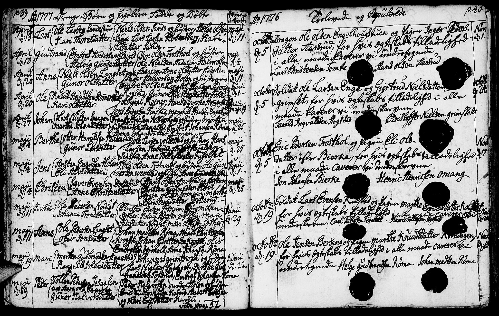 Løten prestekontor, AV/SAH-PREST-022/K/Ka/L0003: Parish register (official) no. 3, 1773-1800, p. 39-40
