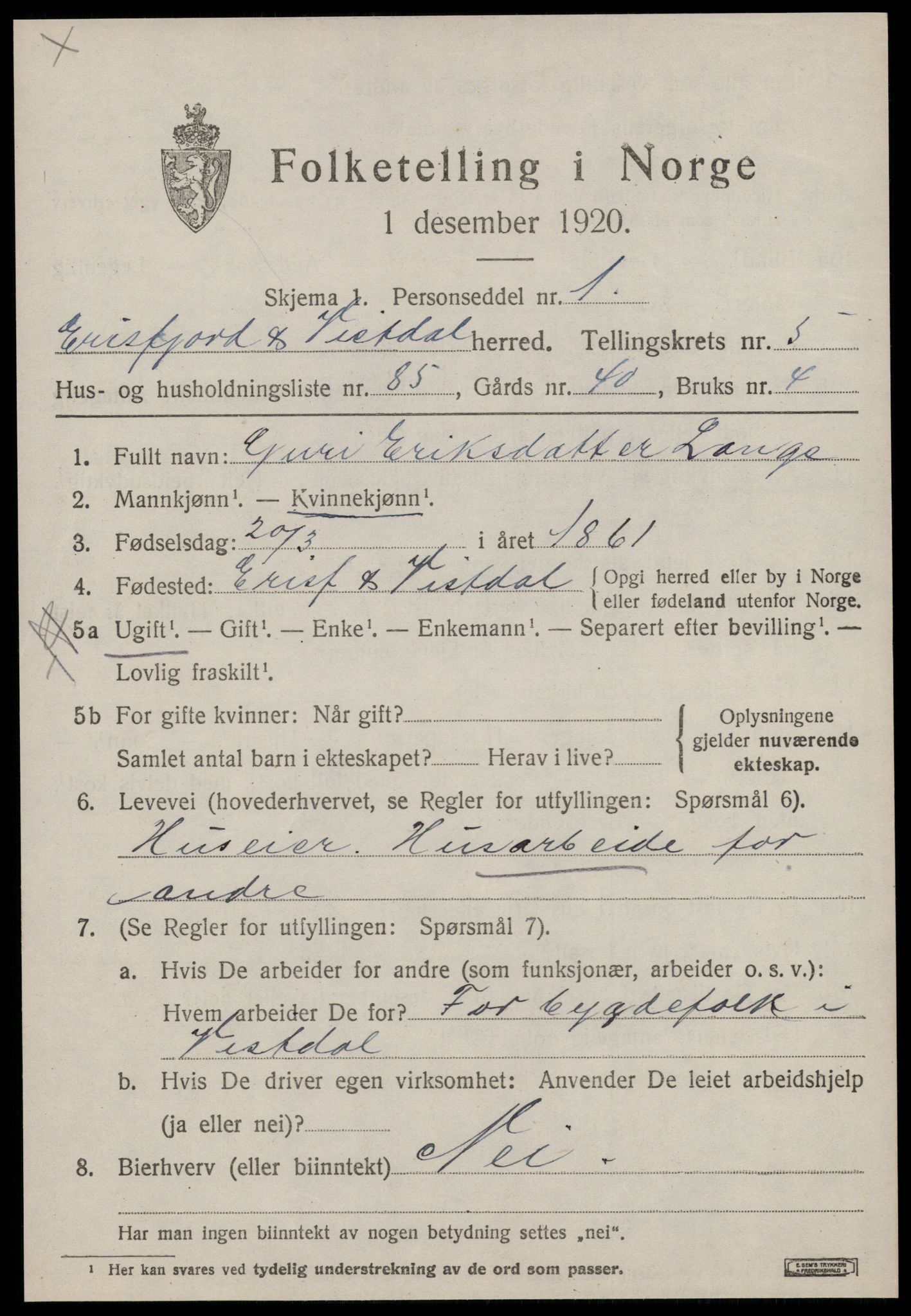 SAT, 1920 census for Eresfjord og Vistdal, 1920, p. 3365