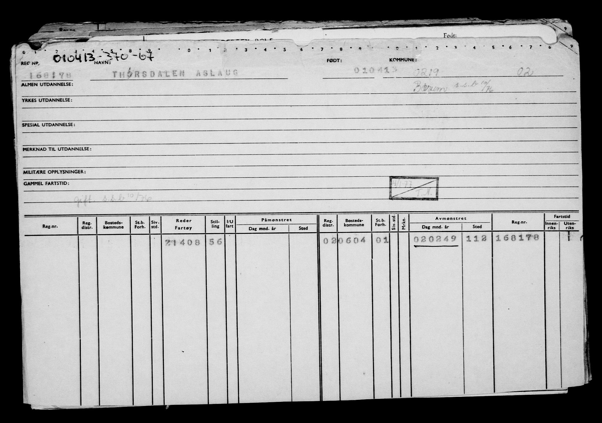 Direktoratet for sjømenn, AV/RA-S-3545/G/Gb/L0111: Hovedkort, 1913, p. 566