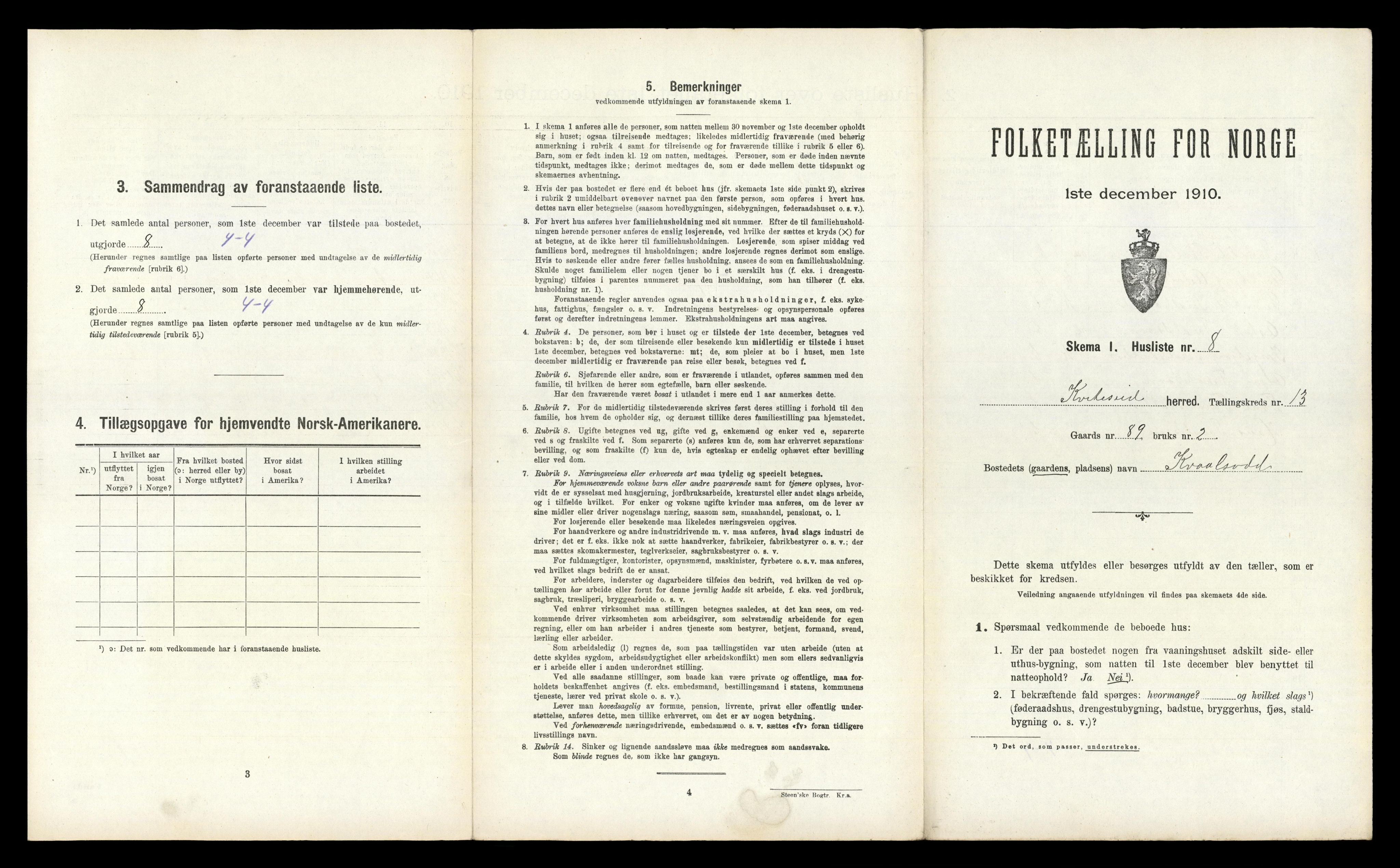 RA, 1910 census for Kviteseid, 1910, p. 1154