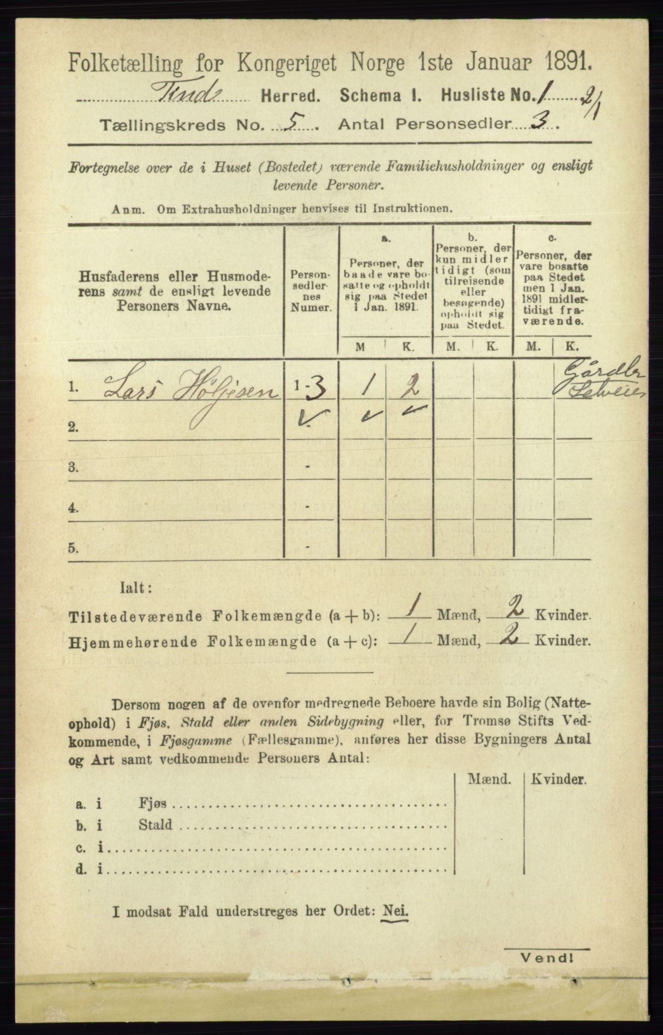 RA, 1891 census for 0826 Tinn, 1891, p. 974