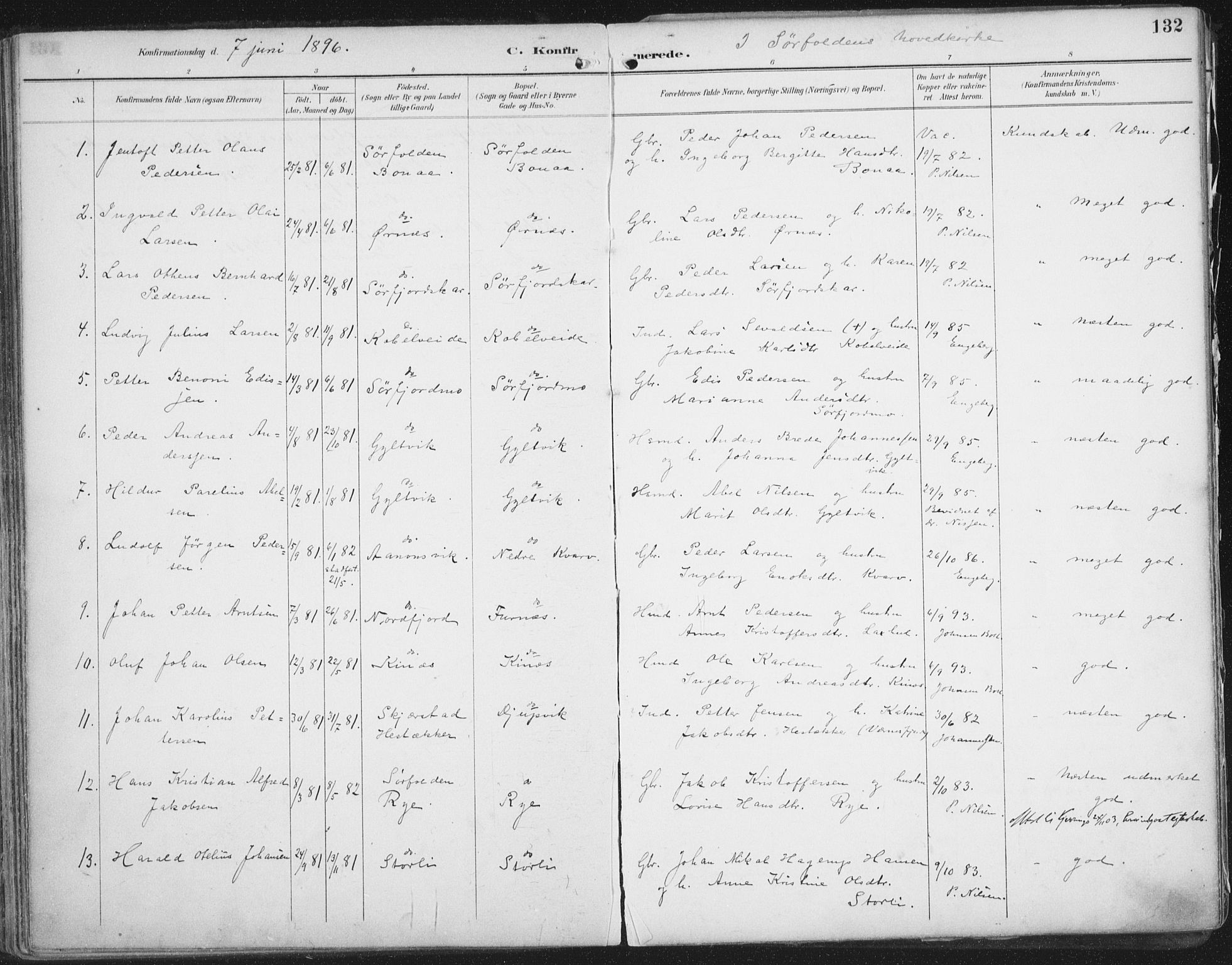 Ministerialprotokoller, klokkerbøker og fødselsregistre - Nordland, SAT/A-1459/854/L0779: Parish register (official) no. 854A02, 1892-1909, p. 132