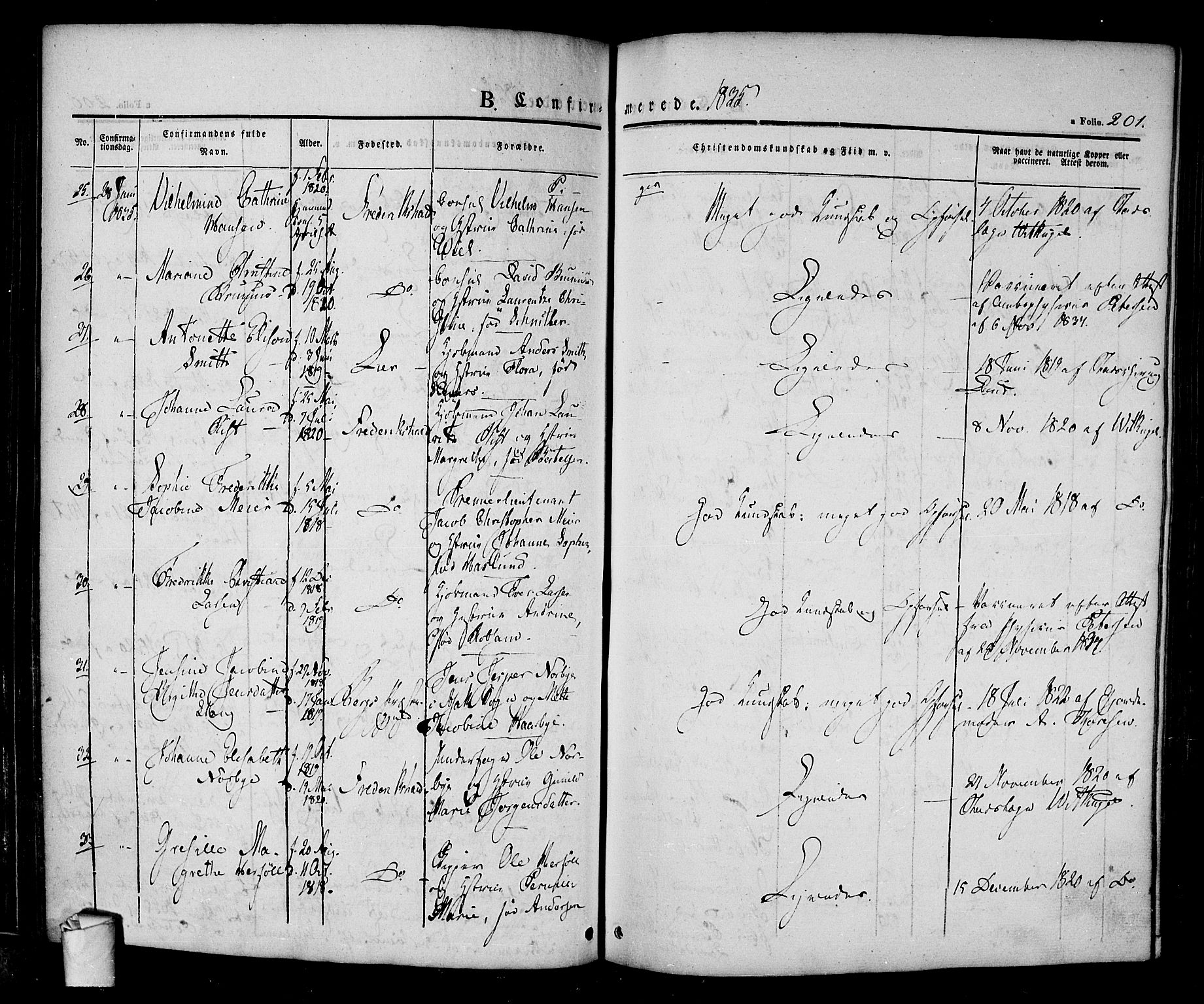Halden prestekontor Kirkebøker, SAO/A-10909/F/Fa/L0005: Parish register (official) no. I 5, 1834-1845, p. 201