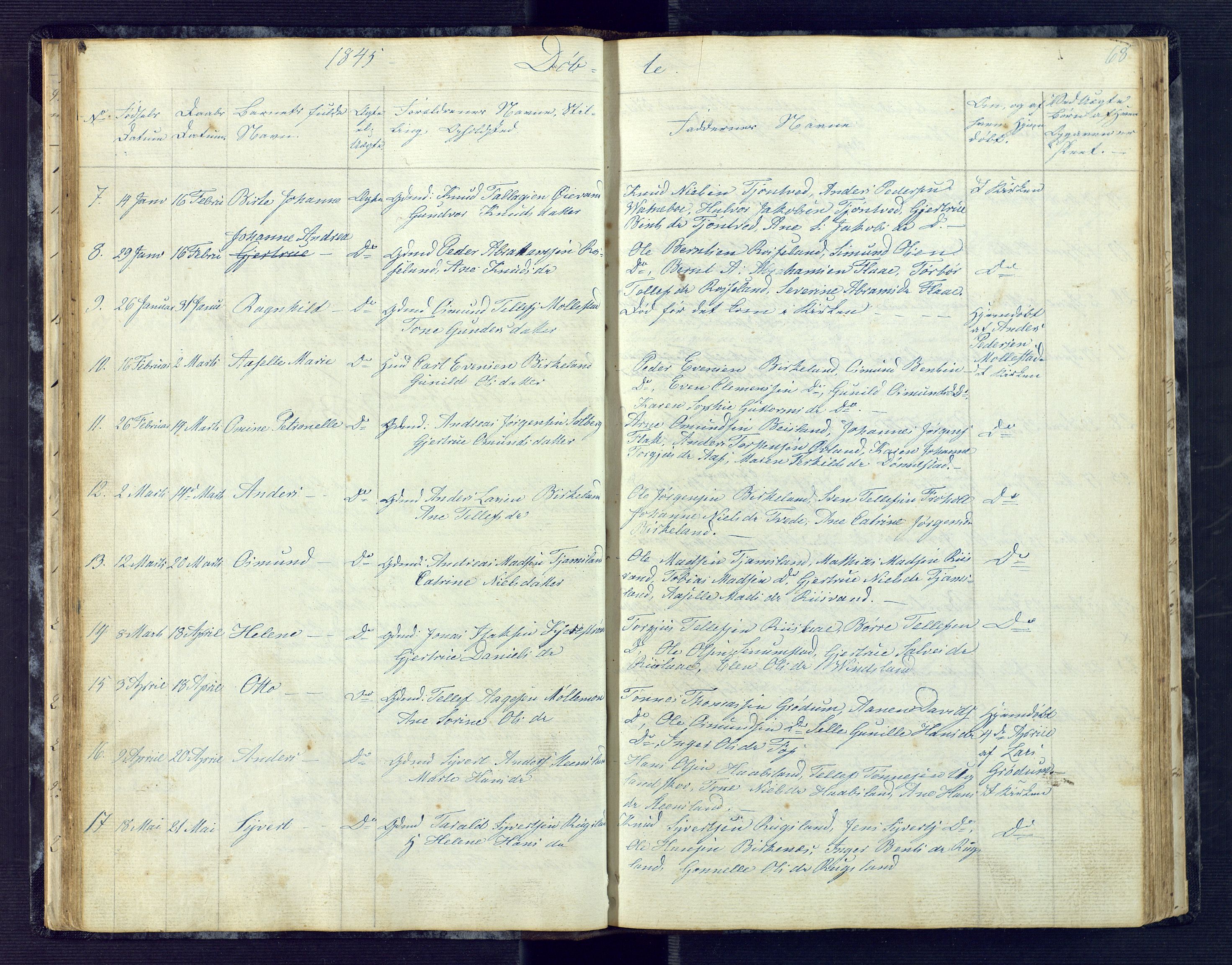 Birkenes sokneprestkontor, SAK/1111-0004/F/Fb/L0001: Parish register (copy) no. B 1, 1837-1856, p. 68