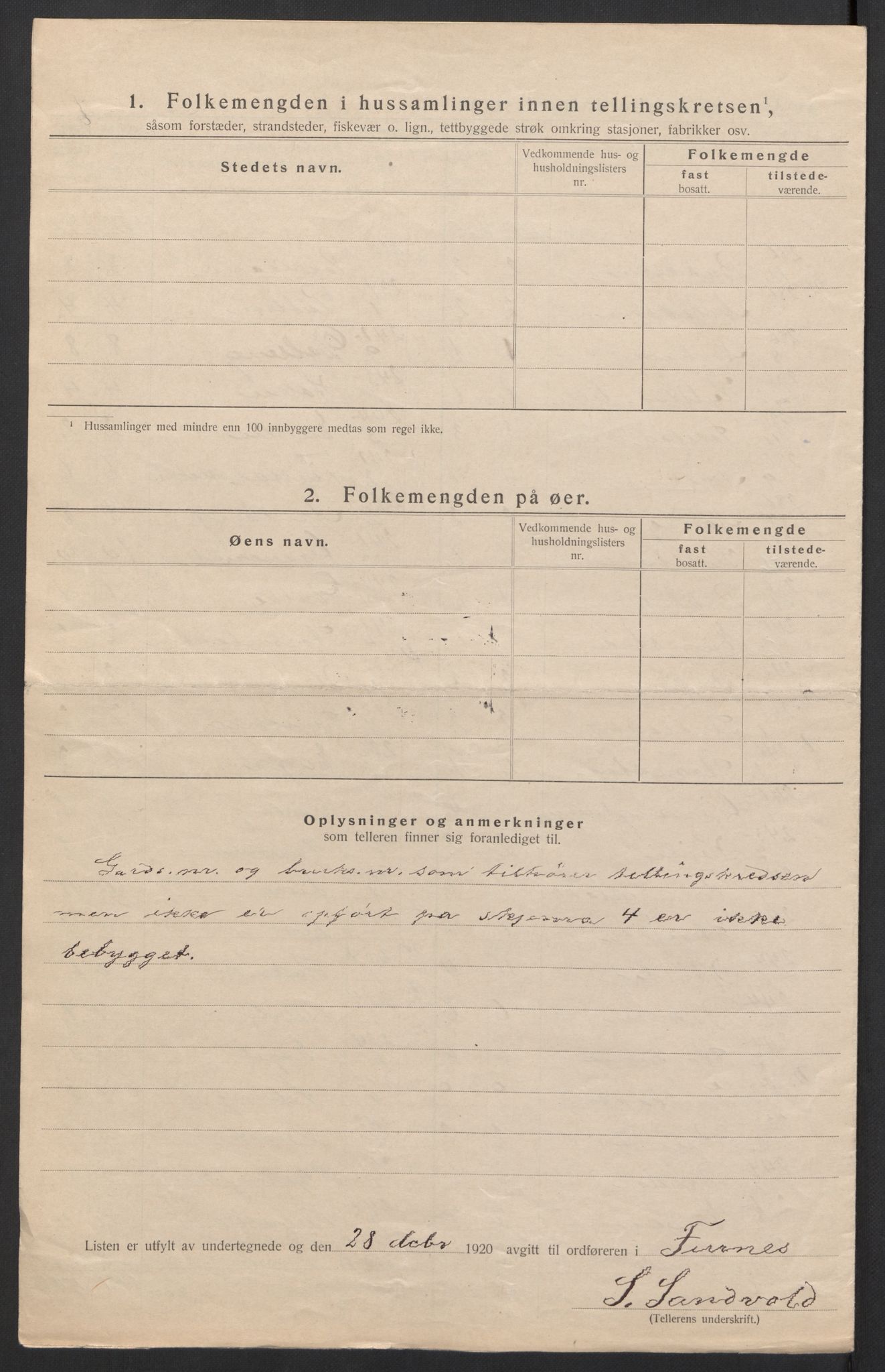 SAH, 1920 census for Furnes, 1920, p. 24