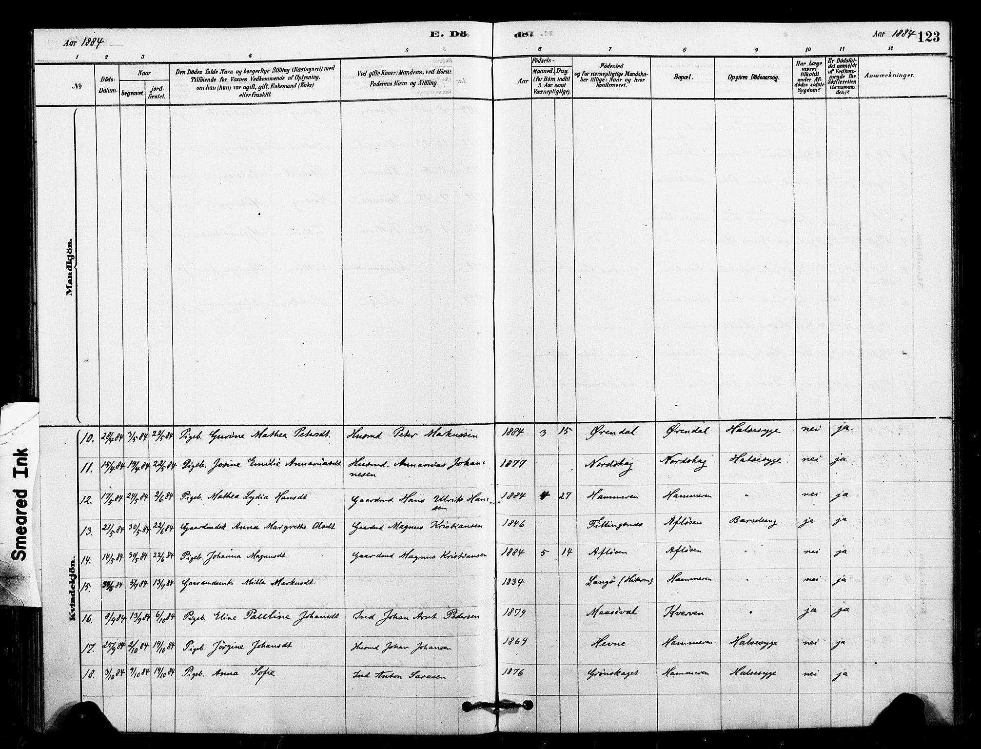 Ministerialprotokoller, klokkerbøker og fødselsregistre - Sør-Trøndelag, AV/SAT-A-1456/641/L0595: Parish register (official) no. 641A01, 1882-1897, p. 123