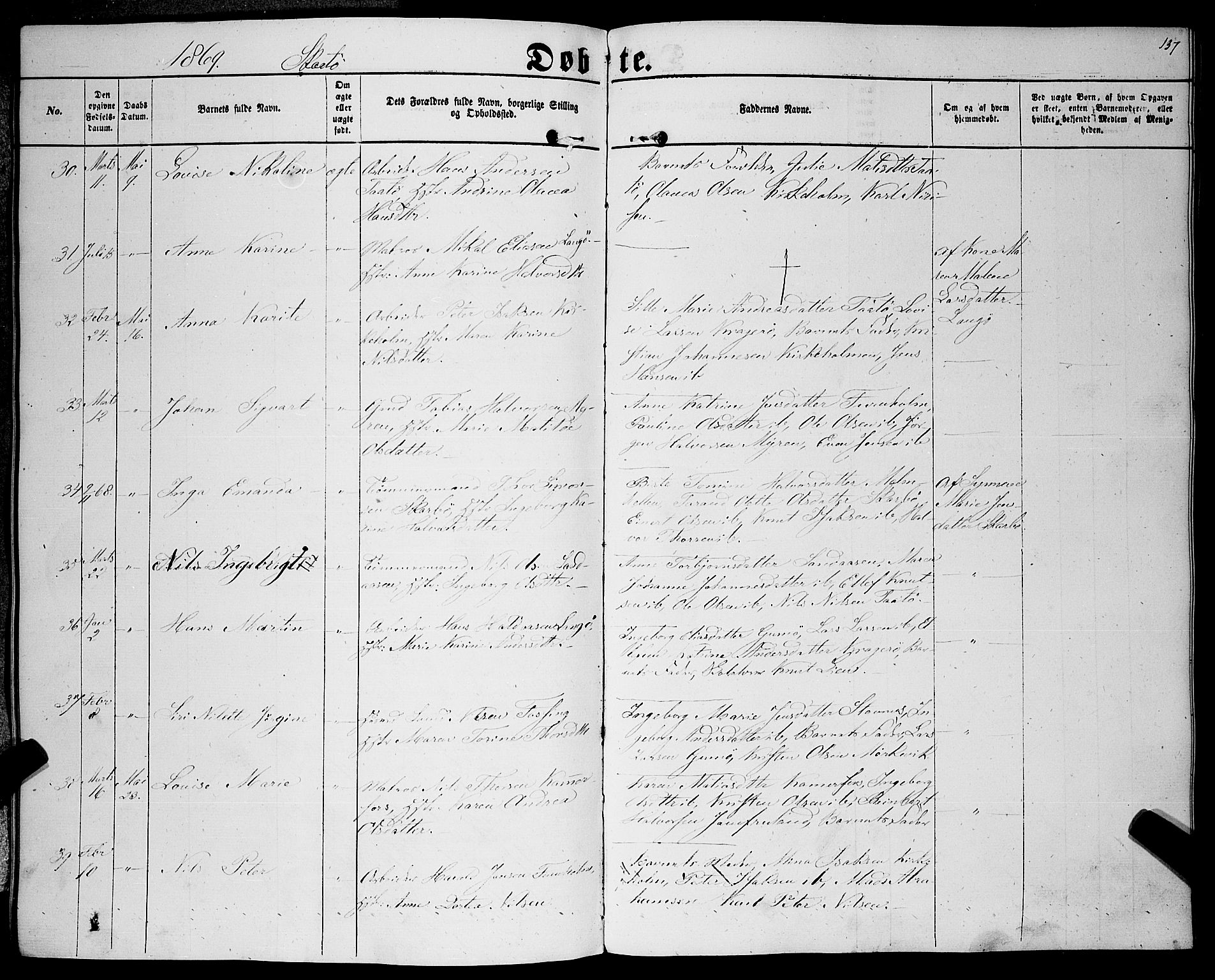 Sannidal kirkebøker, AV/SAKO-A-296/F/Fa/L0011: Parish register (official) no. 11, 1863-1873, p. 137