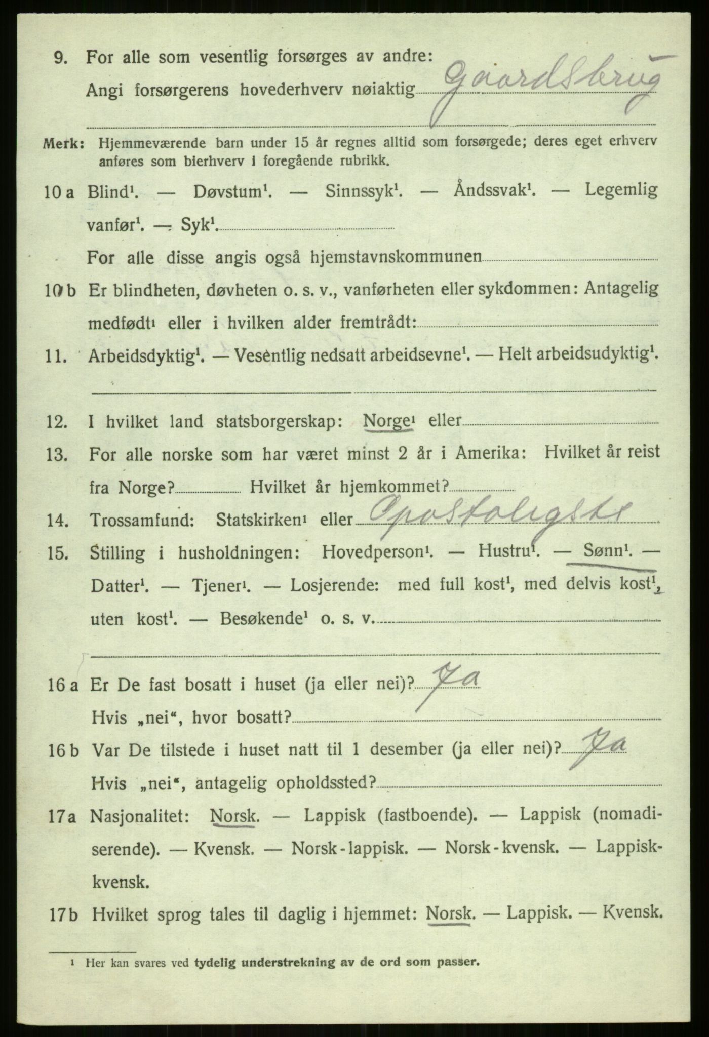 SATØ, 1920 census for Balsfjord, 1920, p. 3883