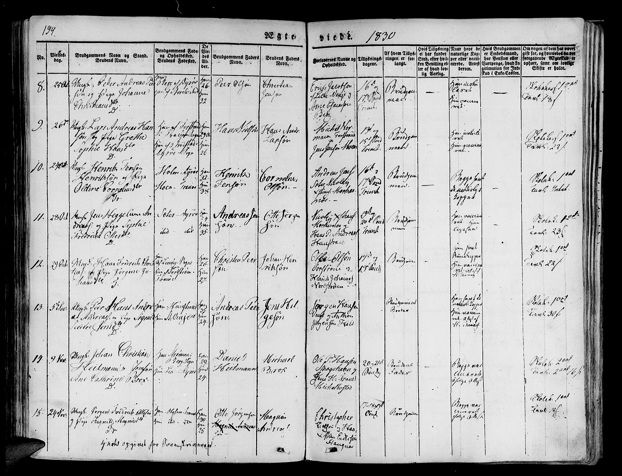 Tranøy sokneprestkontor, SATØ/S-1313/I/Ia/Iaa/L0005kirke: Parish register (official) no. 5, 1829-1844, p. 194
