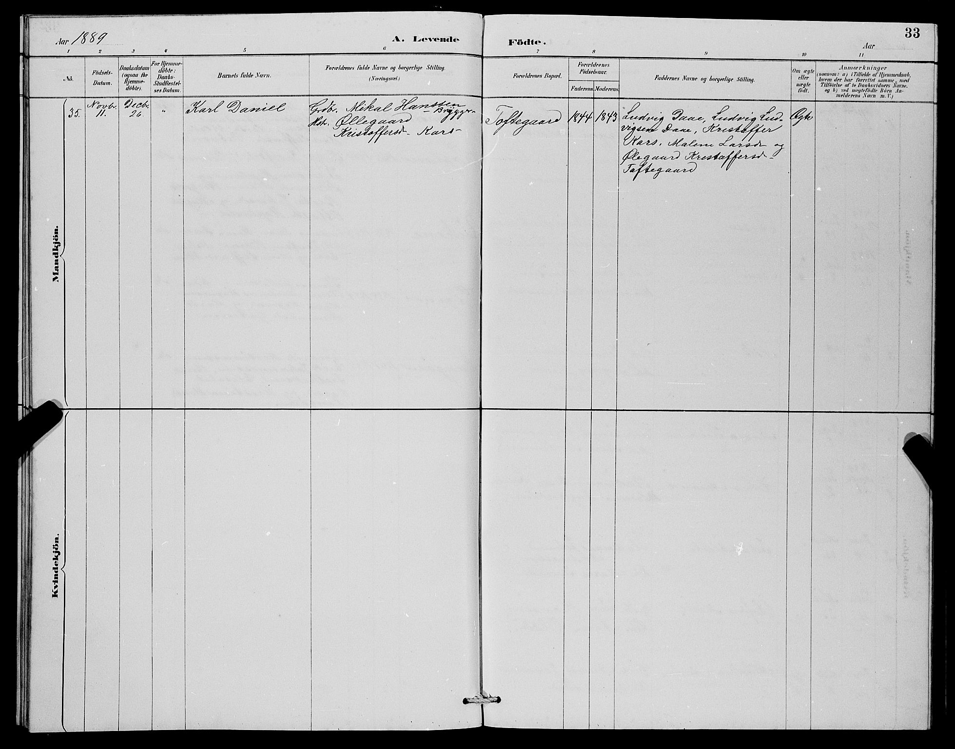 Lindås Sokneprestembete, AV/SAB-A-76701/H/Hab/Habc/L0003: Parish register (copy) no. C 3, 1886-1893, p. 33